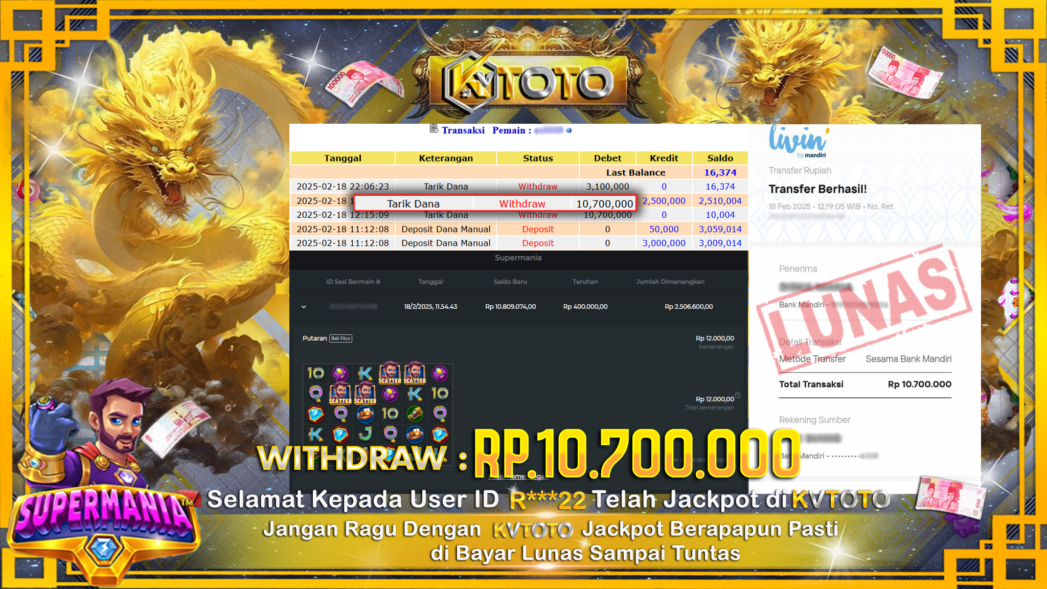 ✨ JACKPOT Di SLOT SUPERMANIA ✨