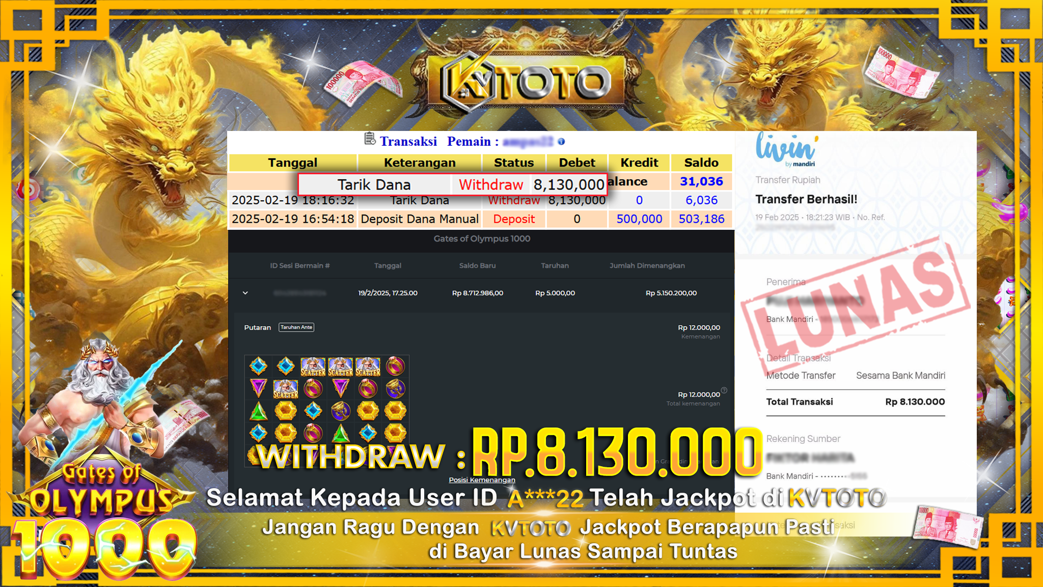✨ JACKPOT Di SLOT GATES OF OLYMPUS 1000 ✨