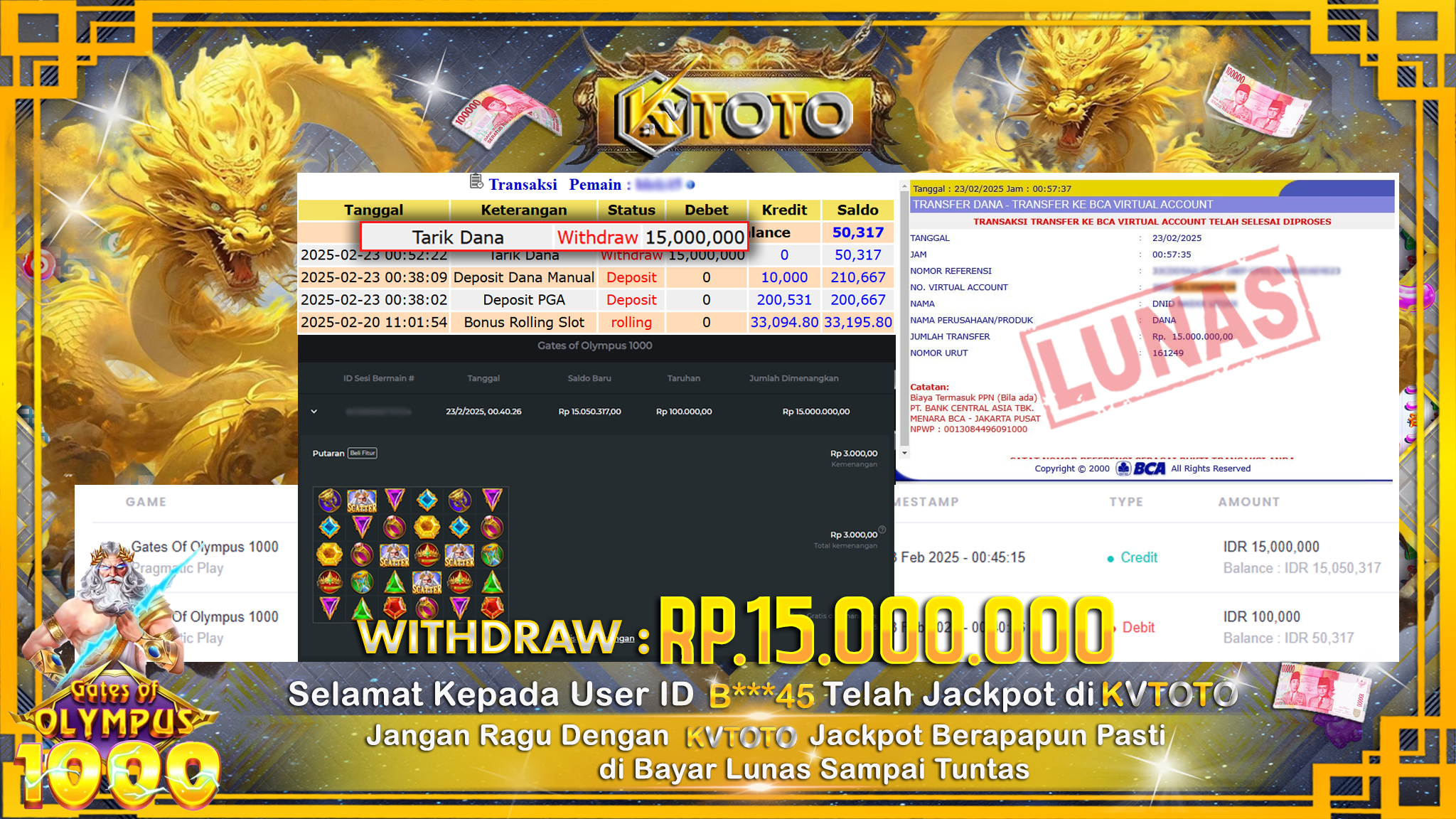 ✨ JACKPOT Di SLOT GATES OF OLYMPUS 1000 ✨