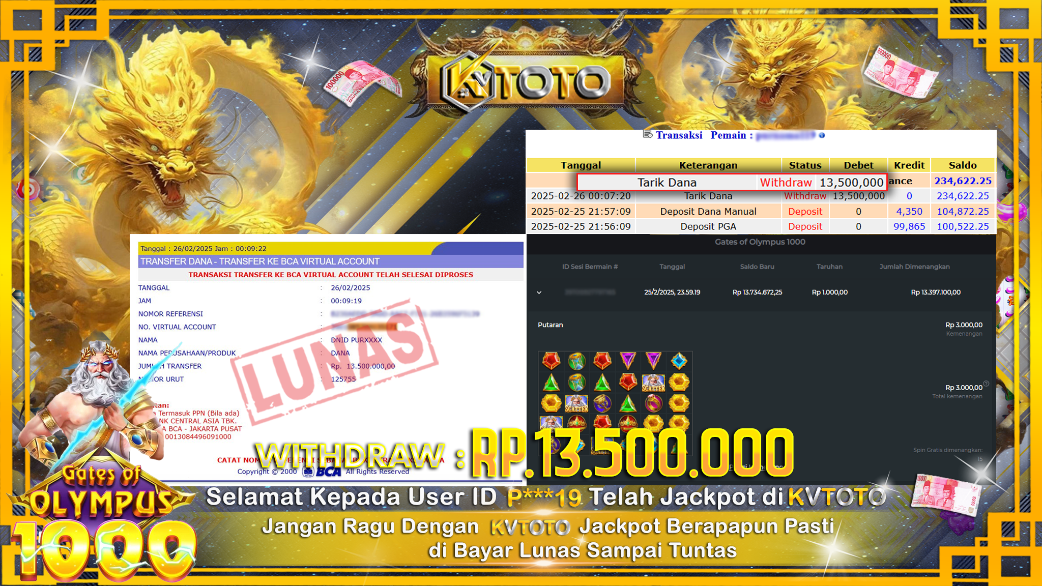 ✨ JACKPOT Di SLOT GATES OF OLYMPUS 1000 ✨