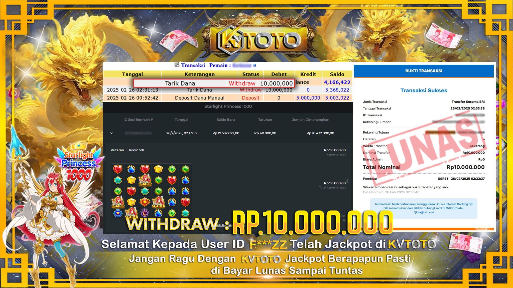 ✨ JACKPOT Di SLOT STARLIGHT PRINCEESS 1000   ✨