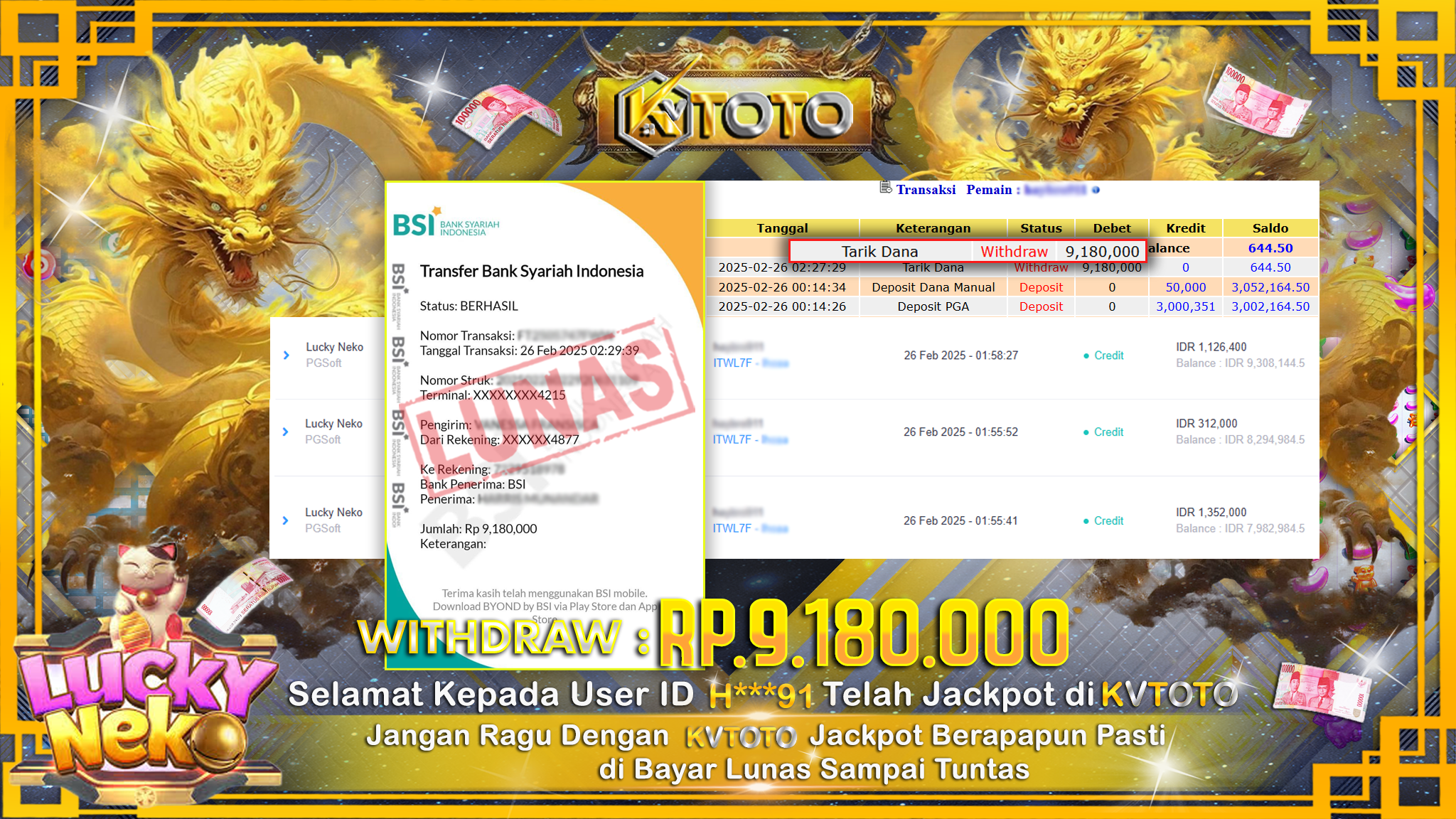 ✨ JACKPOT Di SLOT LUCKY NEKO ✨