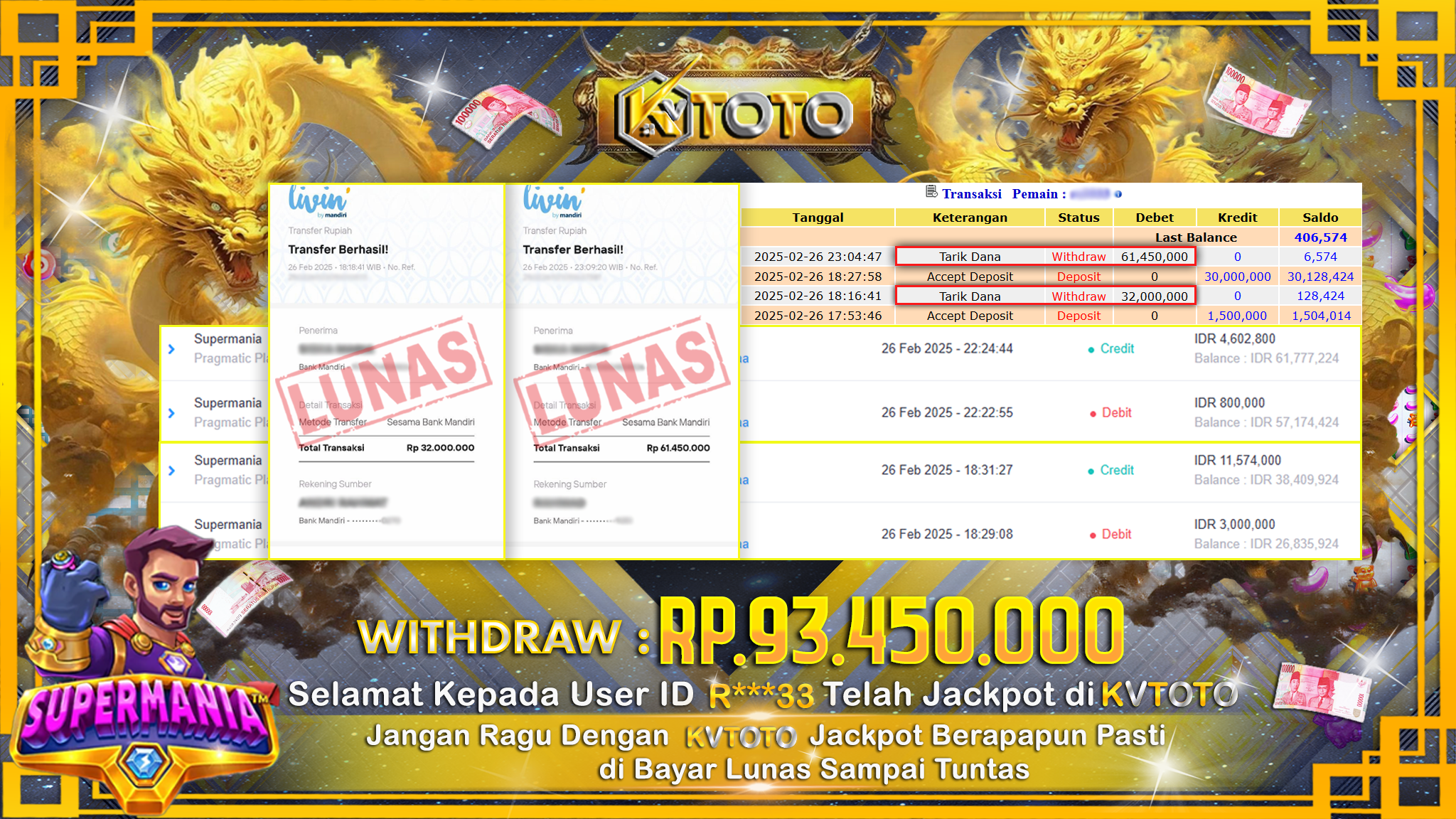 ✨ JACKPOT Di SLOT SUPERMANIA ✨