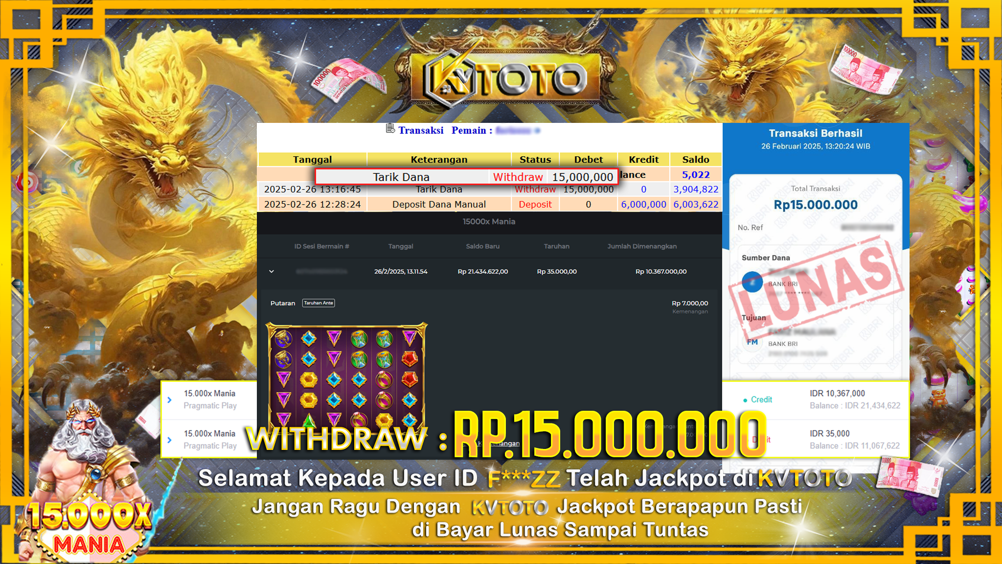 ✨ JACKPOT SLOT 15.000X MANIA ✨