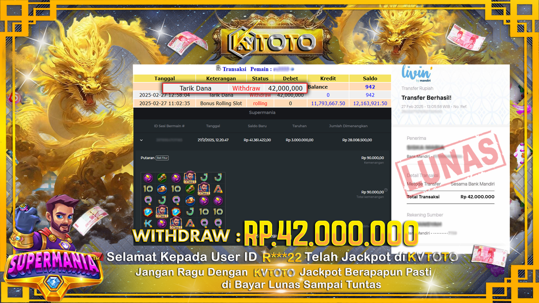 ✨ JACKPOT Di SLOT SUPERMANIA ✨