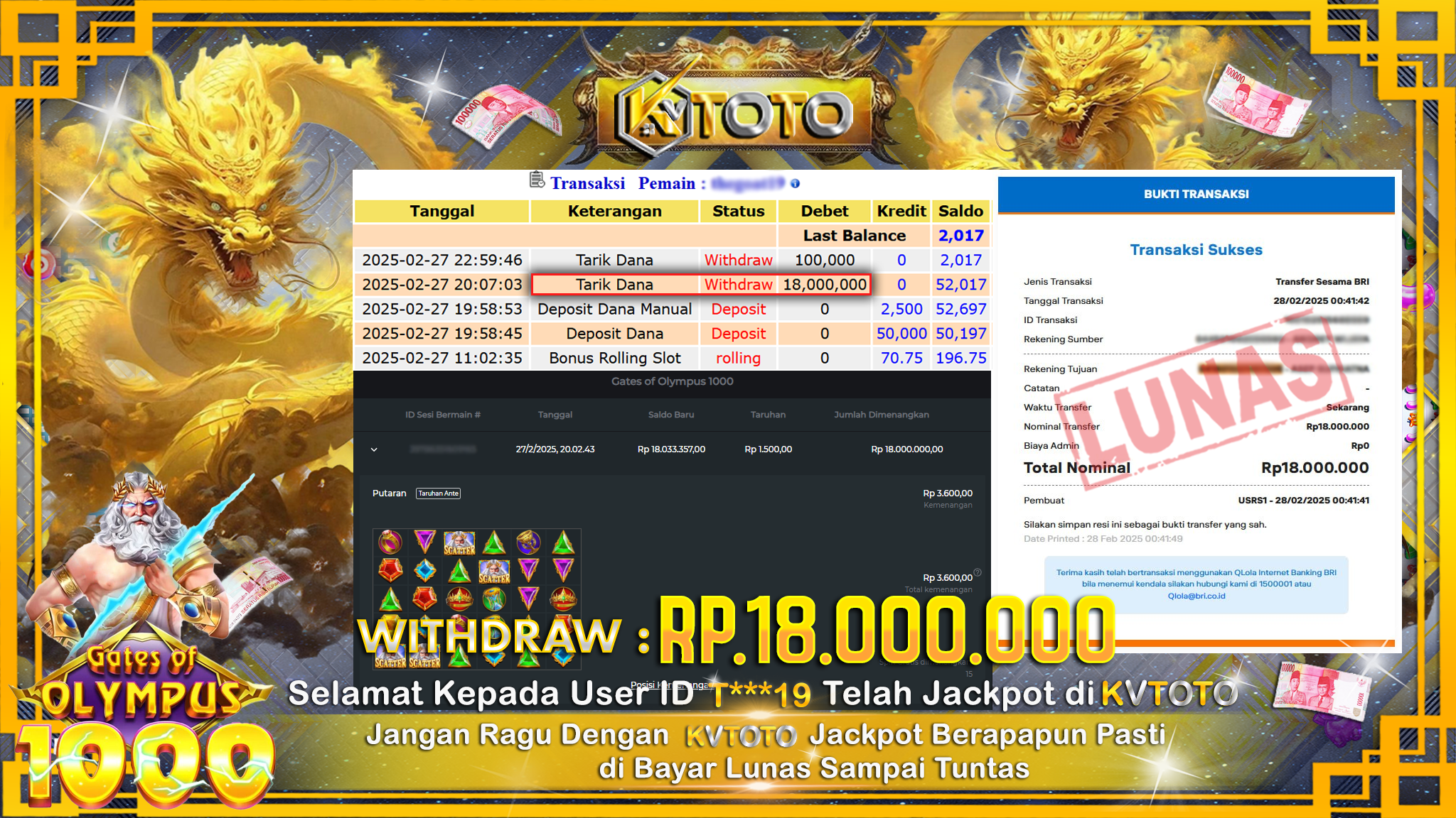 ✨ JACKPOT Di SLOT GATES OF OLYMPUS 1000 ✨