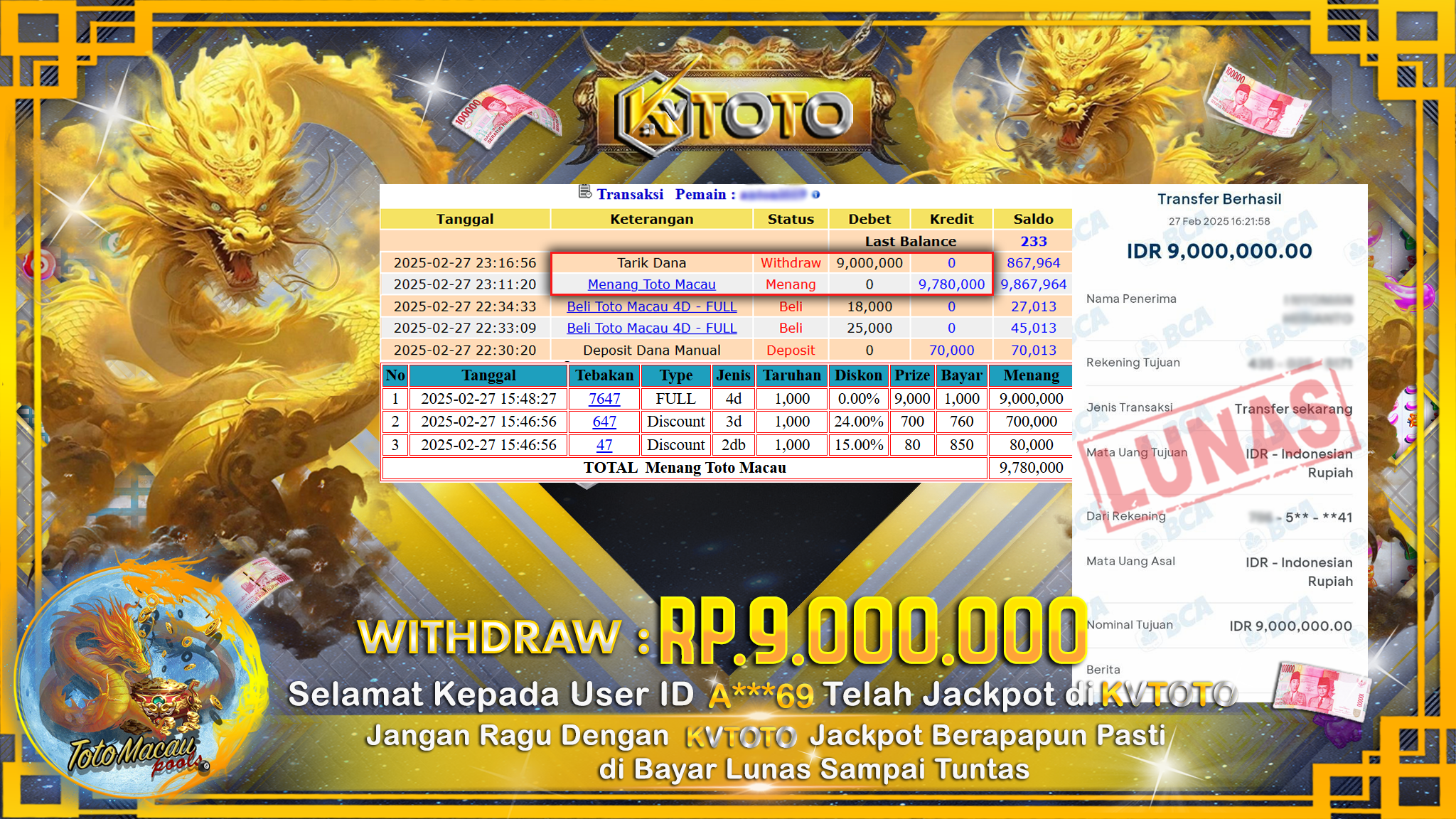 ✨ JACKPOT Di TOTO MACAU POOLS ✨