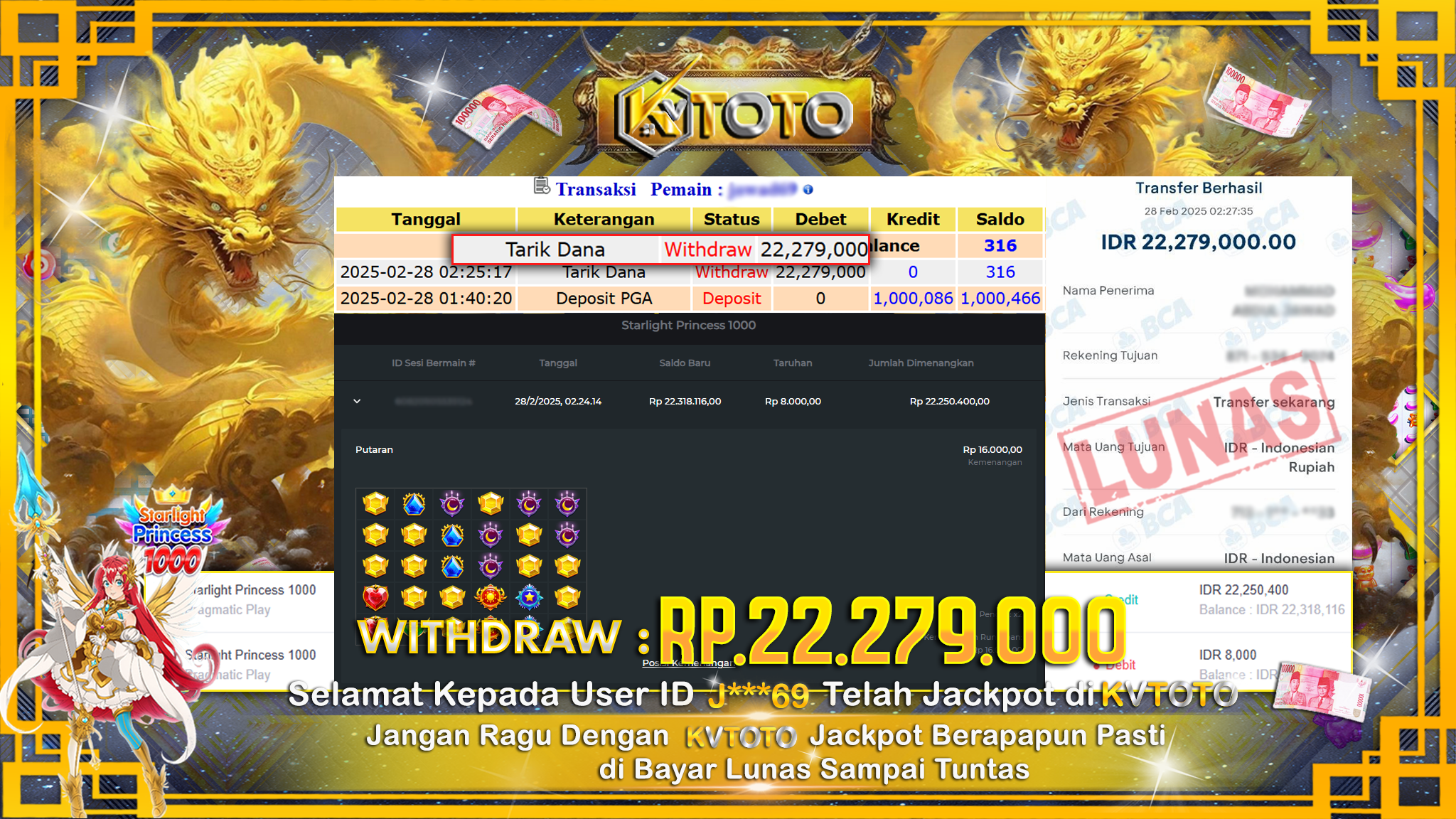 ✨ JACKPOT Di SLOT STARLIGHT PRINCEESS 1000   ✨