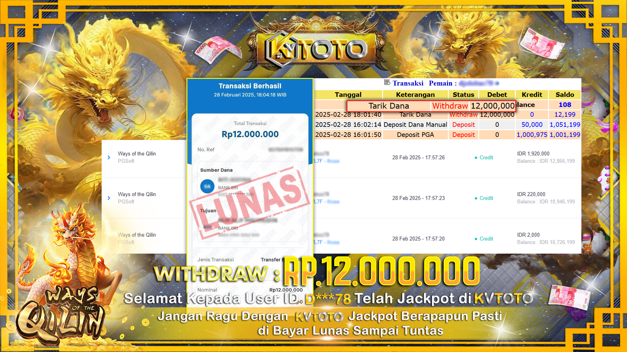 ✨ JACKPOT Di SLOT WAYS OF THE QILIN ✨