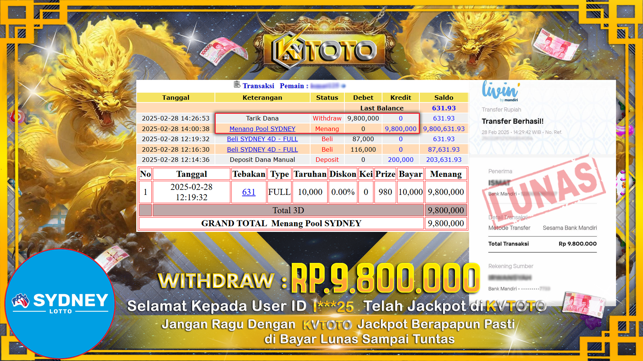✨ JACKPOT Di SYDNEY LOTTO ✨