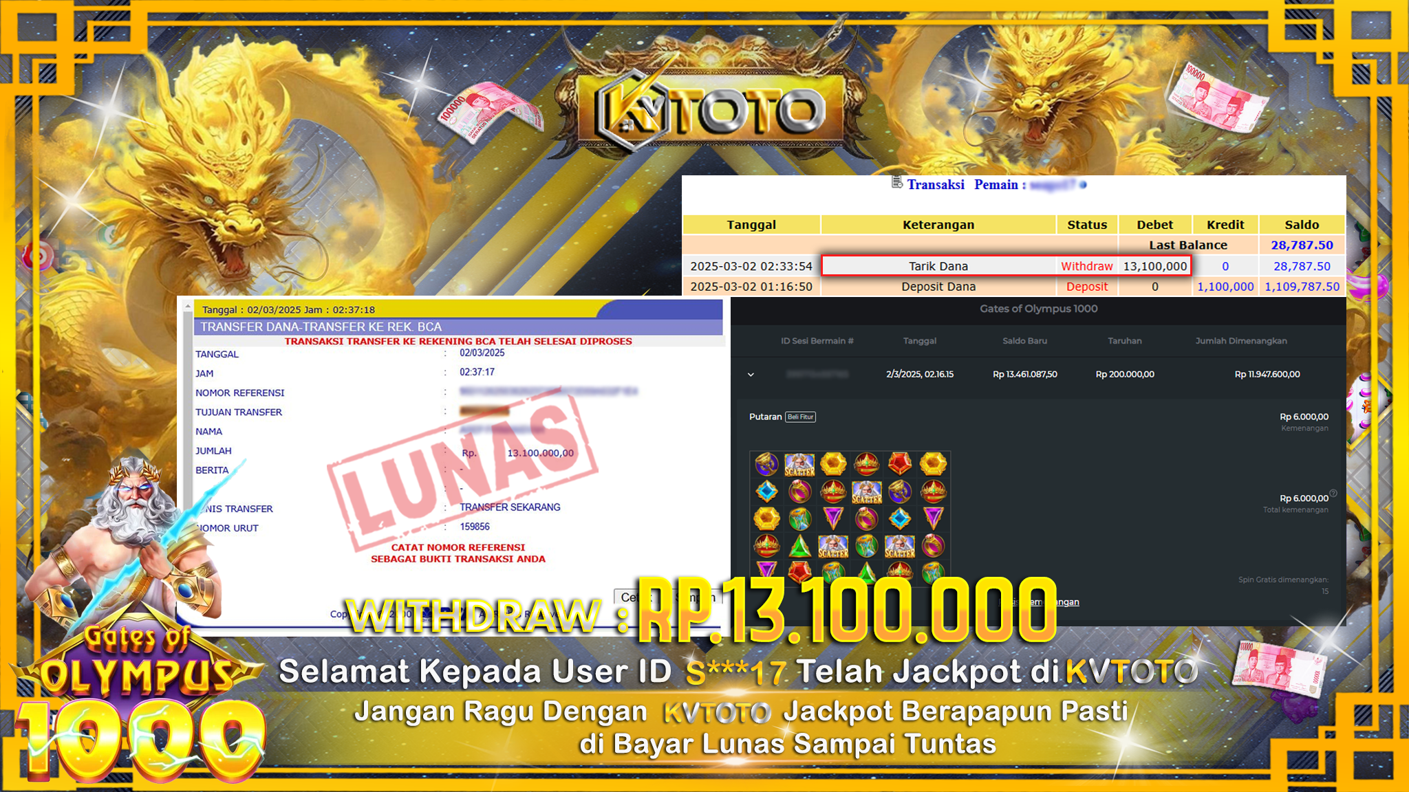 ✨ JACKPOT Di SLOT GATES OF OLYMPUS 1000 ✨