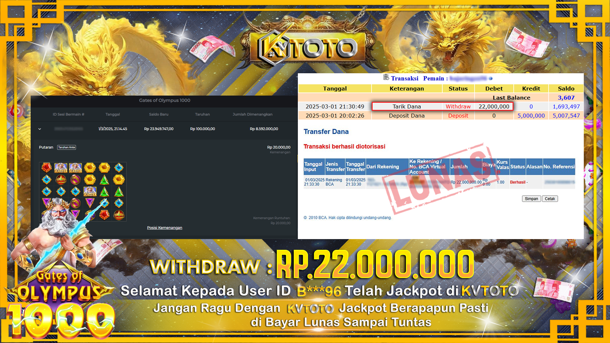 ✨ JACKPOT Di SLOT GATES OF OLYMPUS 1000 ✨