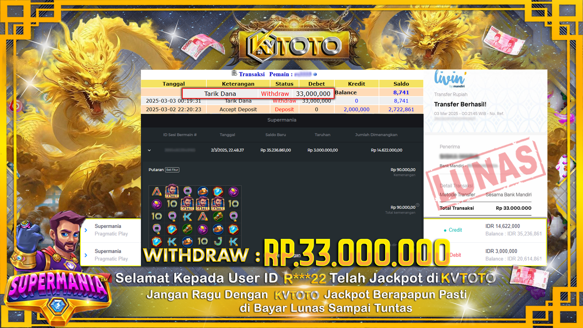 ✨ JACKPOT Di SLOT SUPERMANIA ✨