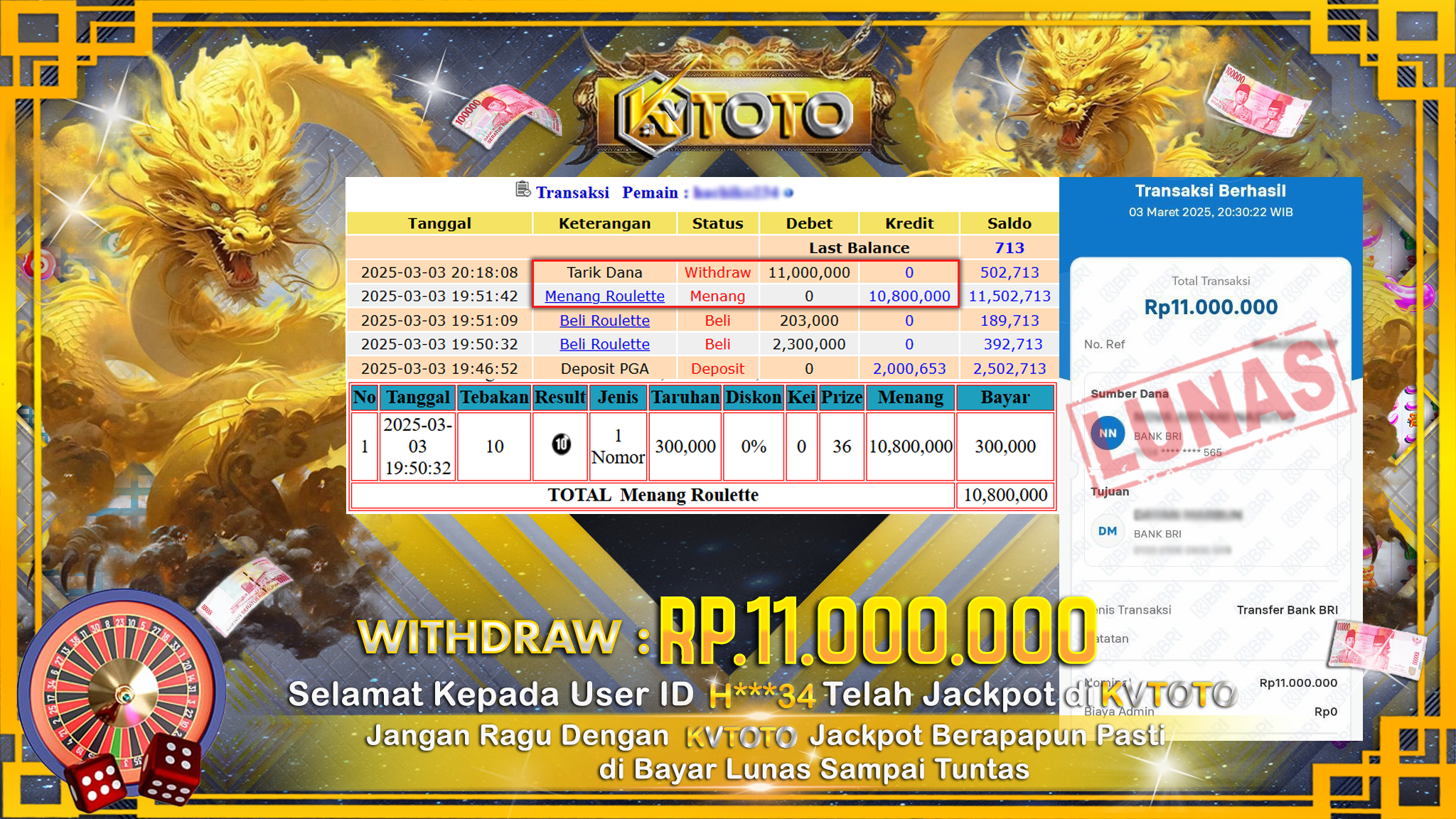 ✨ JACKPOT Di ROULETTE ✨