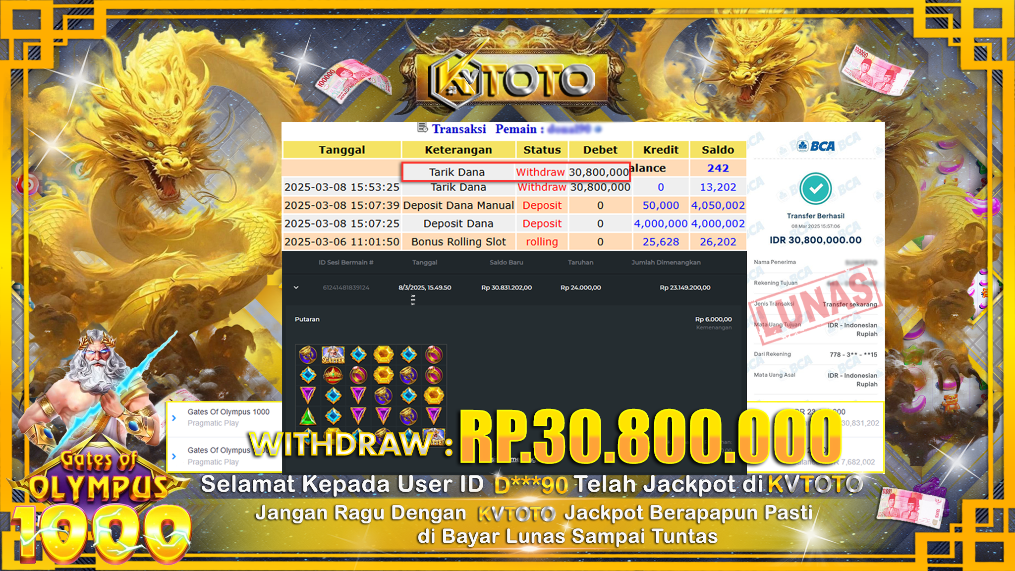 ✨ JACKPOT Di SLOT GATES OF OLYMPUS 1000  ✨