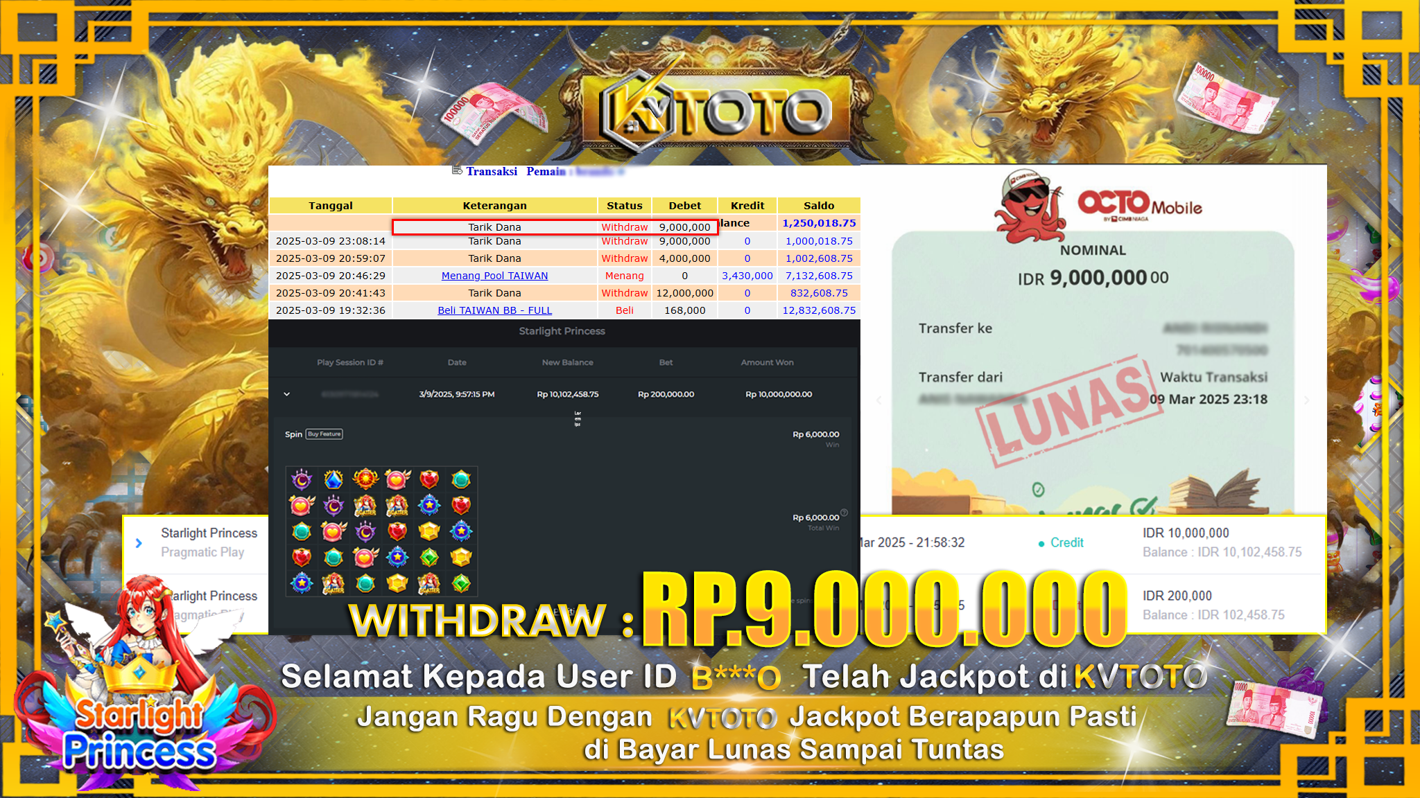 ✨ JACKPOT Di SLOT STARLIGHT PRINCESS ✨