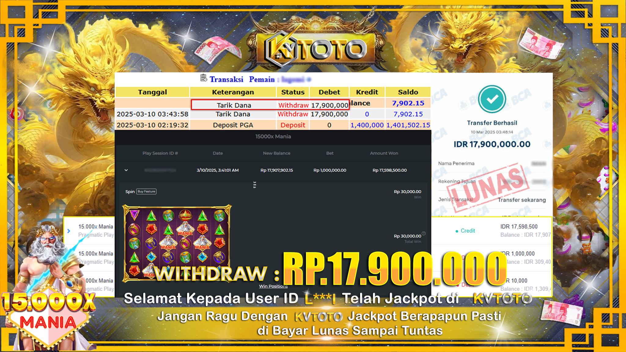 ✨ JACKPOT Di SLOT 15.000X MANIA ✨