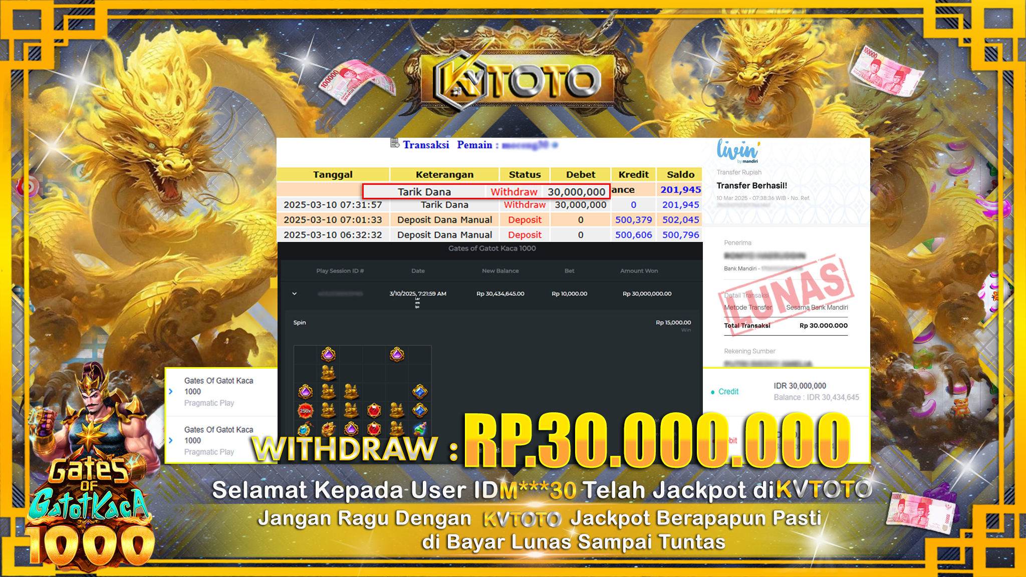 ✨ JACKPOT Di SLOT GATES OF GATOTKACA 1000 ✨