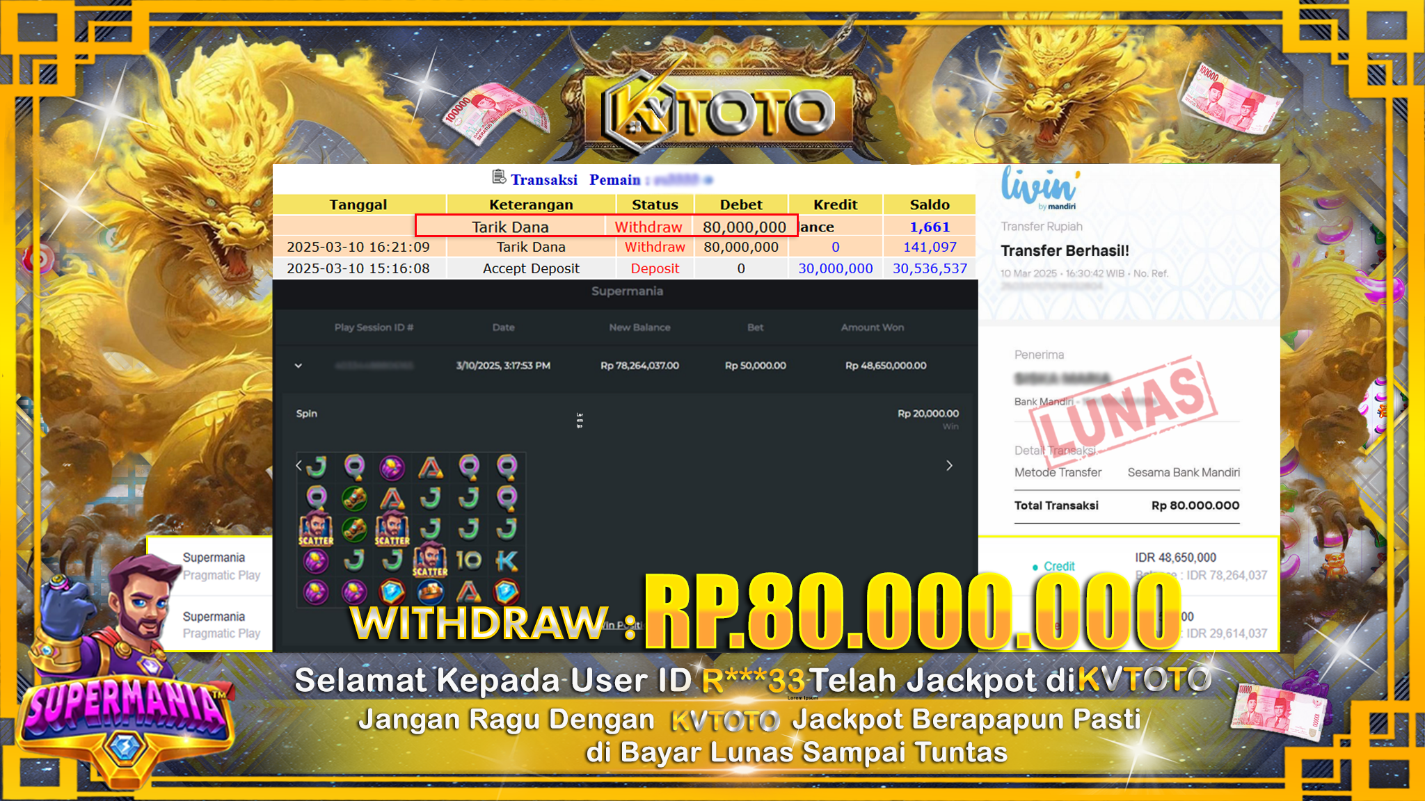 ✨ JACKPOT Di SLOT SUPERMANIA ✨