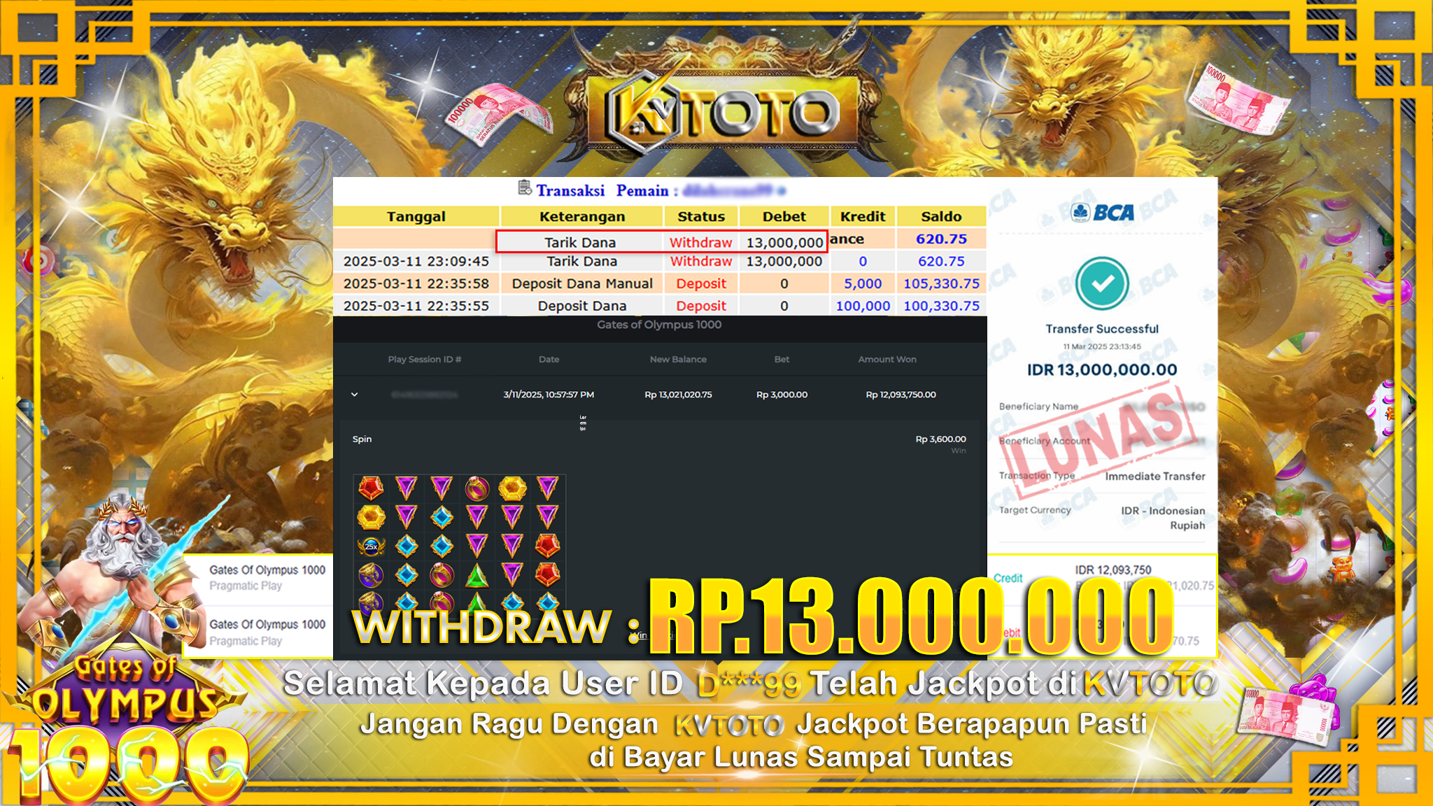 ✨ JACKPOT Di SLOT GATES OF OLYMPUS 1000 ✨