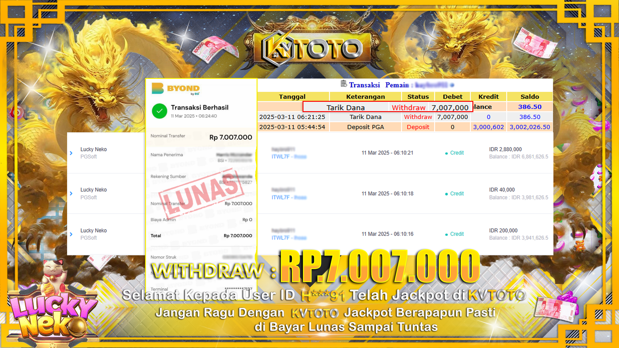 ✨ JACKPOT Di SLOT LUCKY NEKO✨