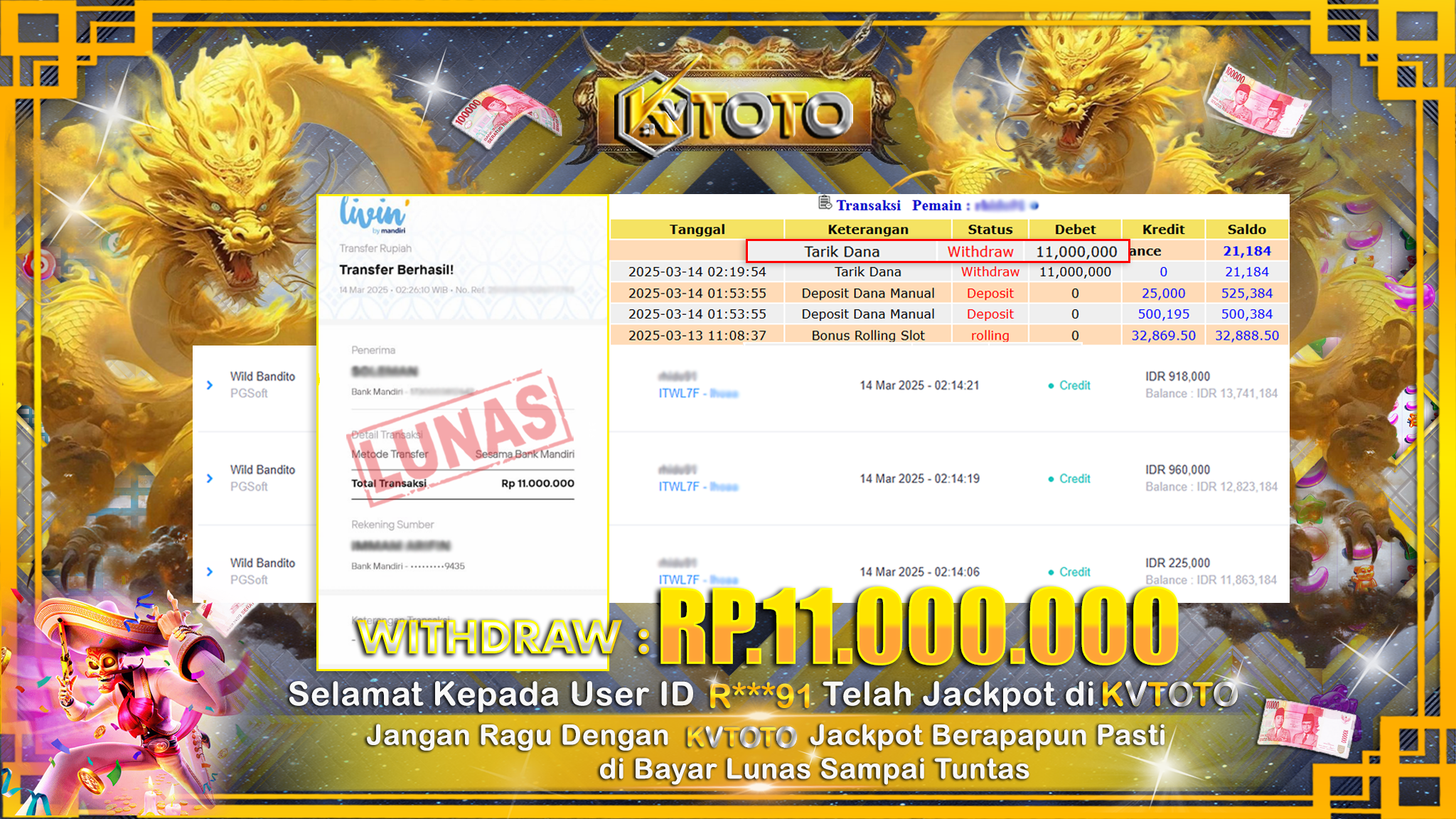 ✨ JACKPOT Di SLOT WILD BANDITO ✨