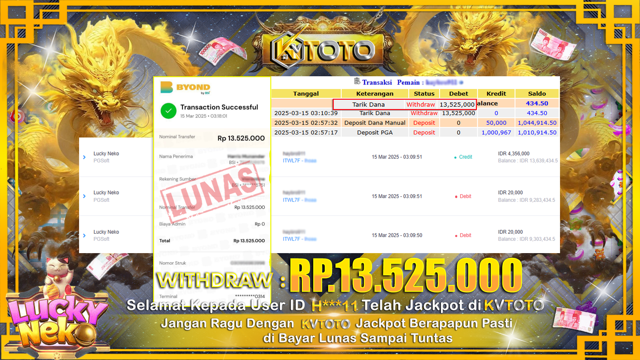 ✨ JACKPOT Di SLOT LUCKY NEKO✨