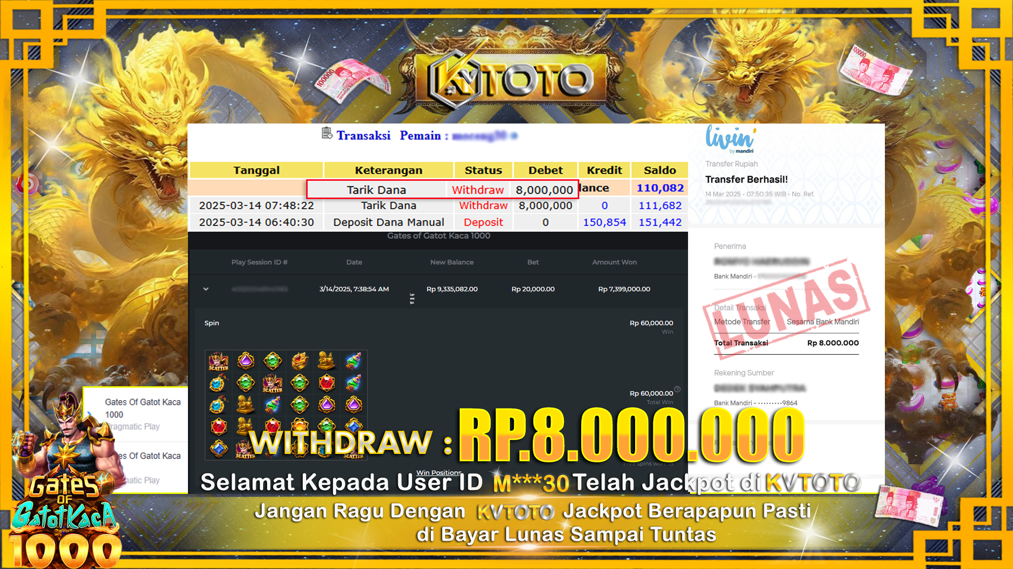 ✨ JACKPOT Di SLOT GATES OF GATOTKACA 1000 ✨