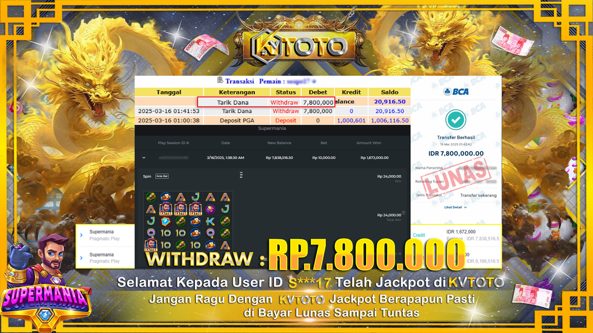 ✨ JACKPOT Di SLOT SUPERMANIA ✨