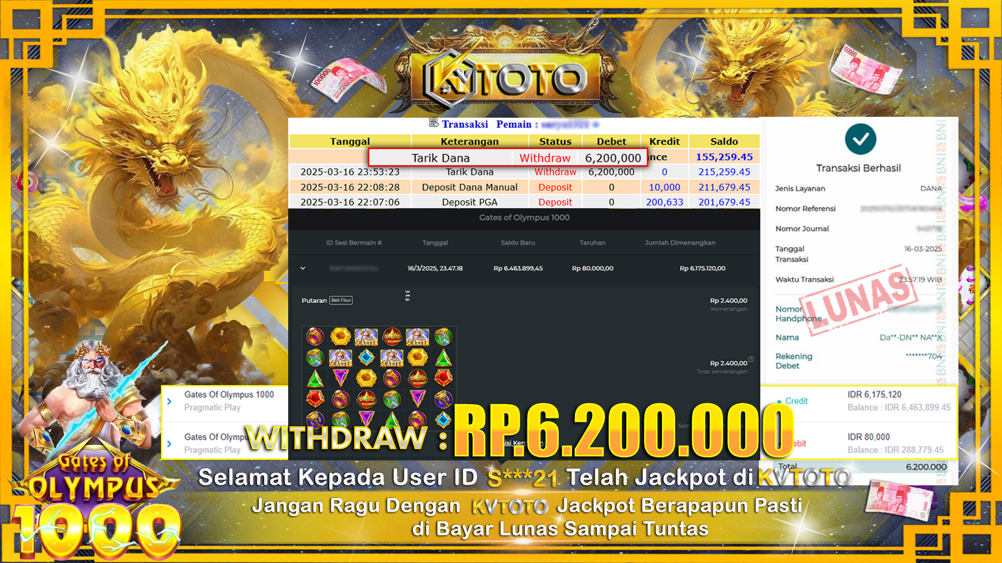 ✨ JACKPOT Di SLOT GATES OF OLYMPUS 1000 ✨