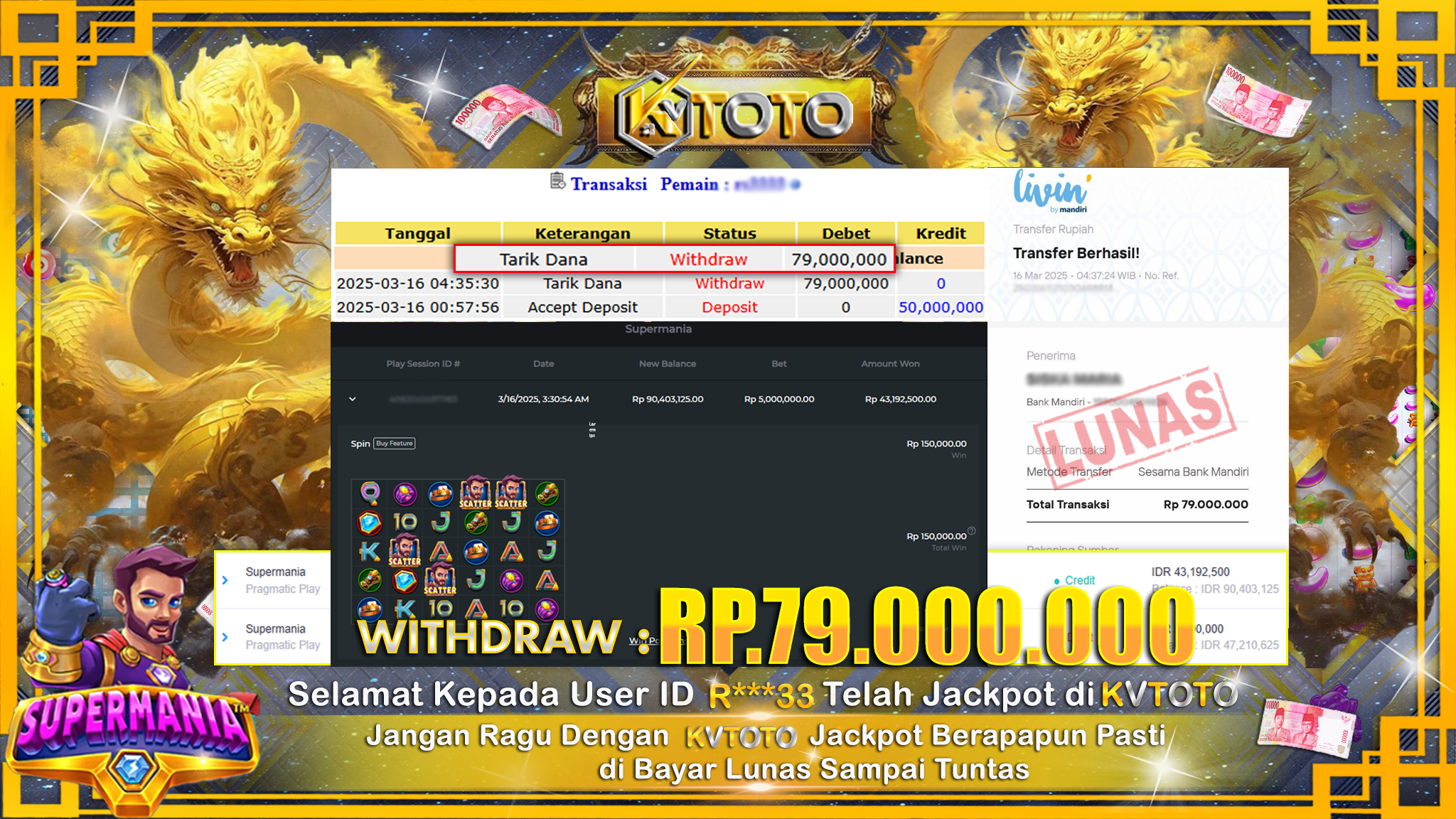 ✨ JACKPOT Di SLOT SUPERMANIA ✨