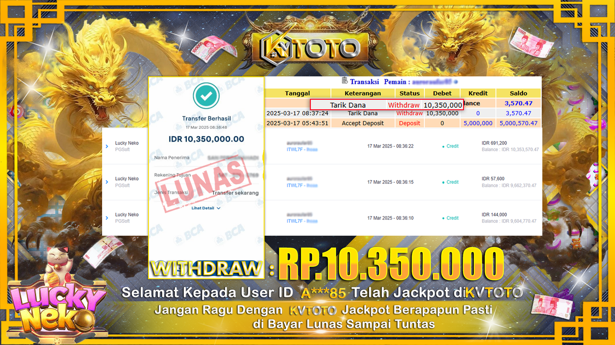 ✨ JACKPOT Di SLOT LUCKY NEKO✨