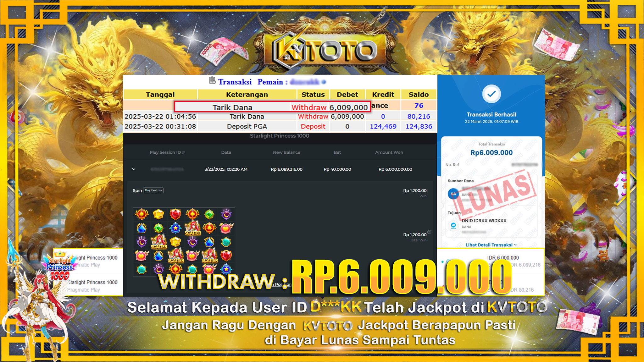 ✨ JACKPOT Di SLOT STARLIGHT PRINCESS 1000  ✨