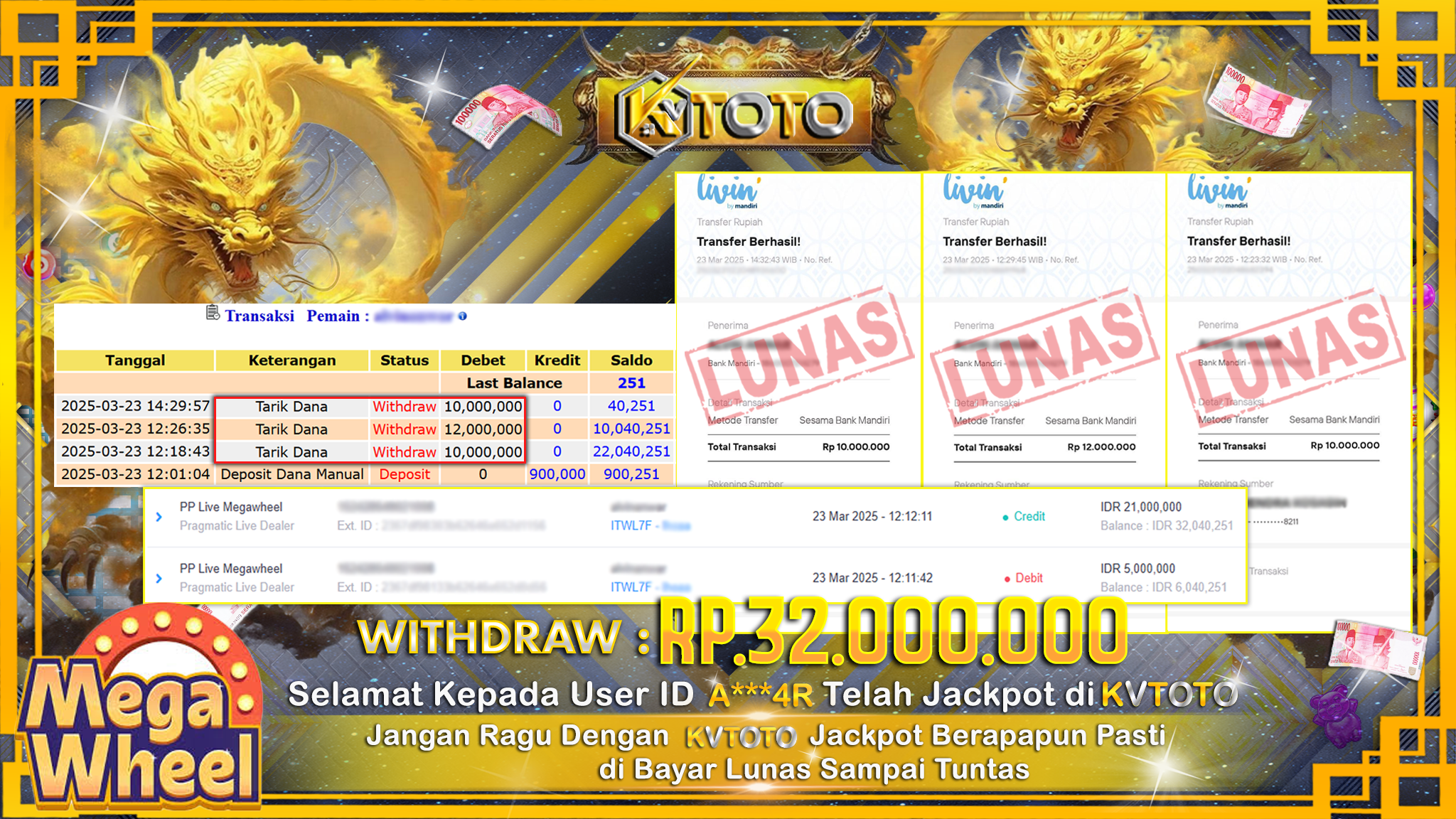 ✨ JACKPOT Di SLOT MEGA WHEEL  ✨