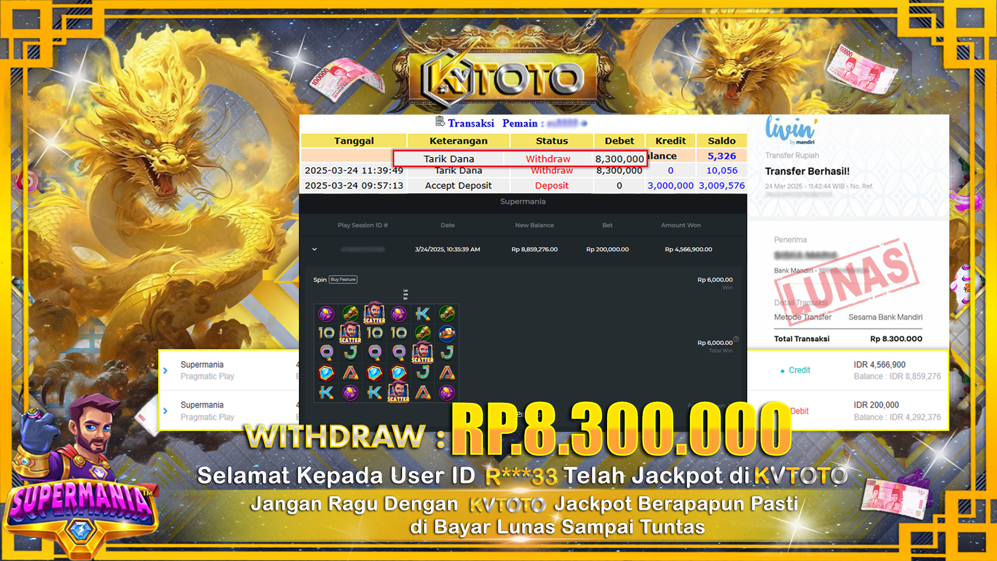✨ JACKPOT Di SLOT SUPERMANIA ✨