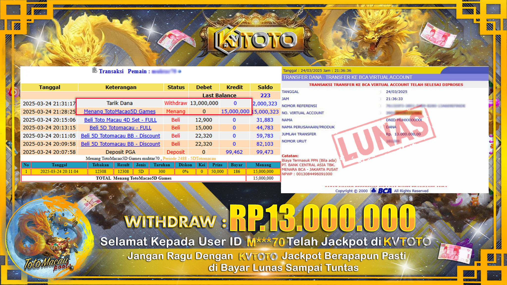 ✨ JACKPOT Di TOTO MACAU 5D   ✨