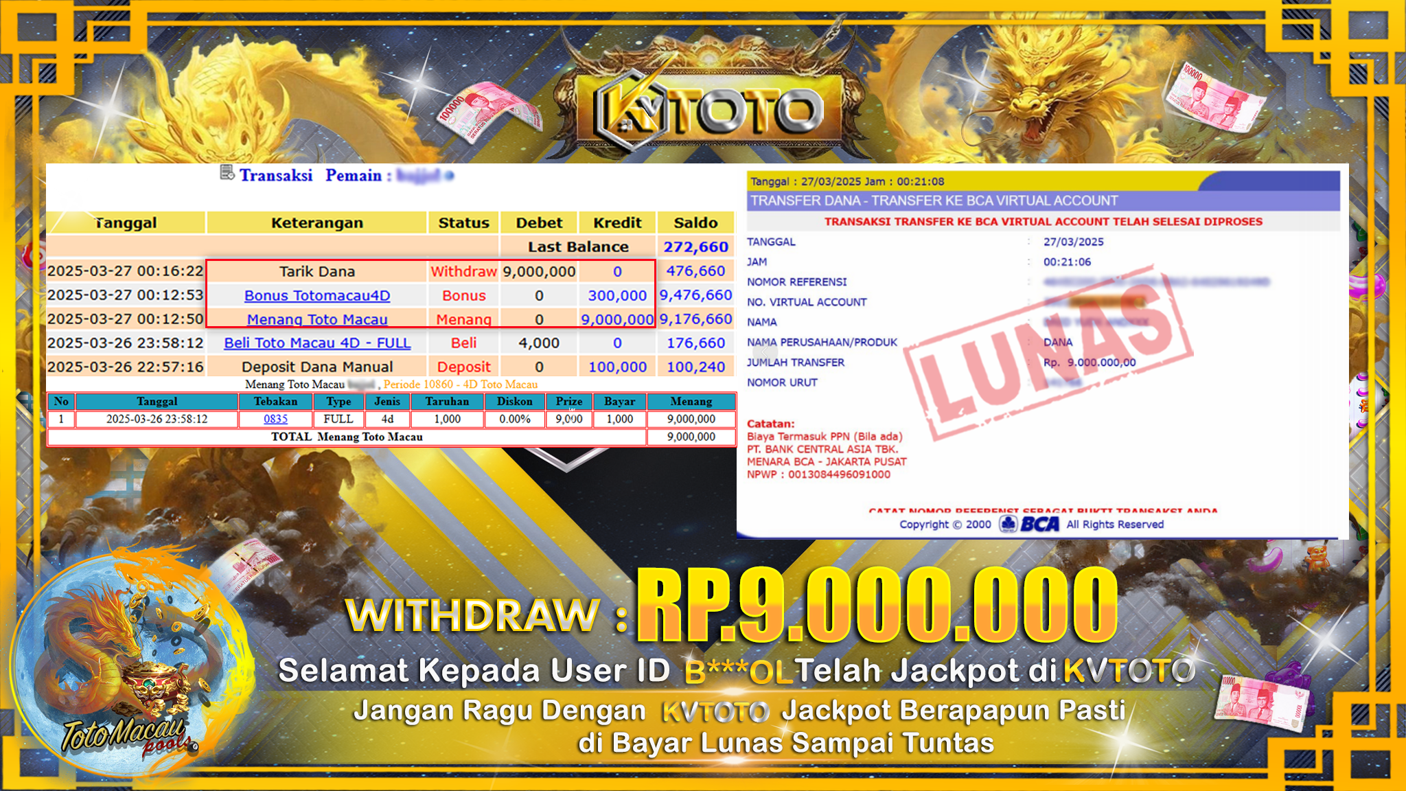 ✨ JACKPOT Di TOTO MACAU 4D ✨