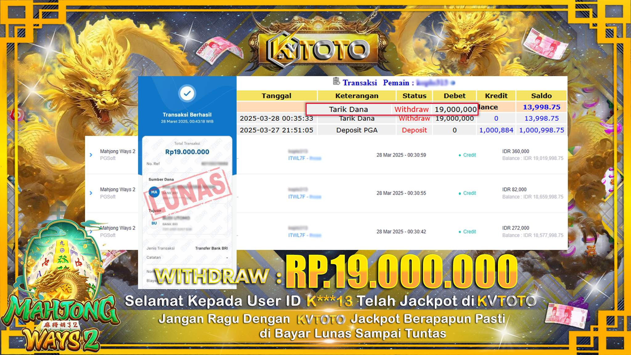 ✨ JACKPOT Di SLOT MAHJONG WAYS 2  ✨