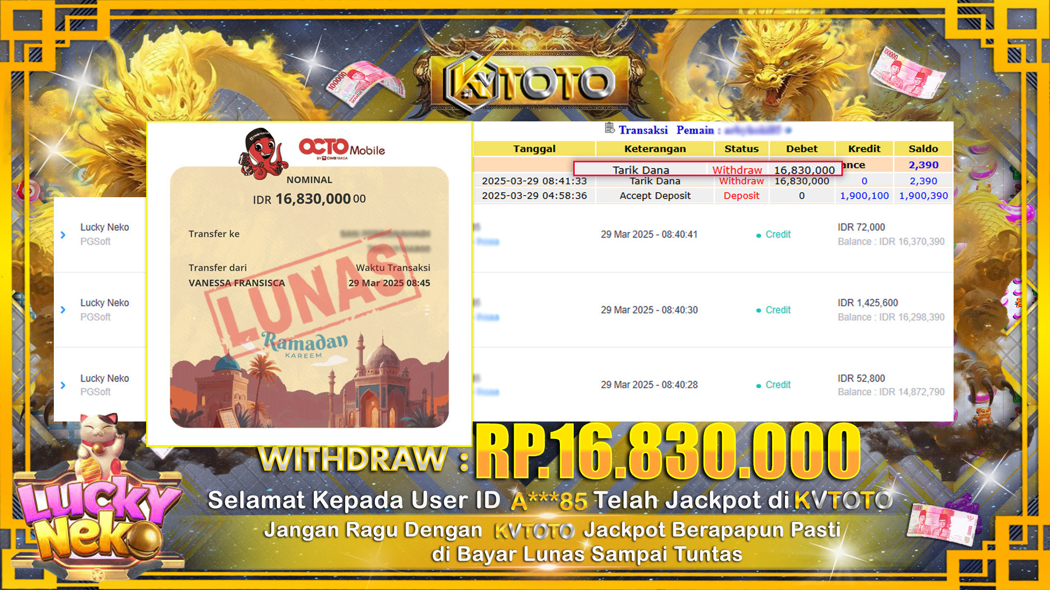 ✨ JACKPOT Di SLOT  LUCKY NECKO   ✨