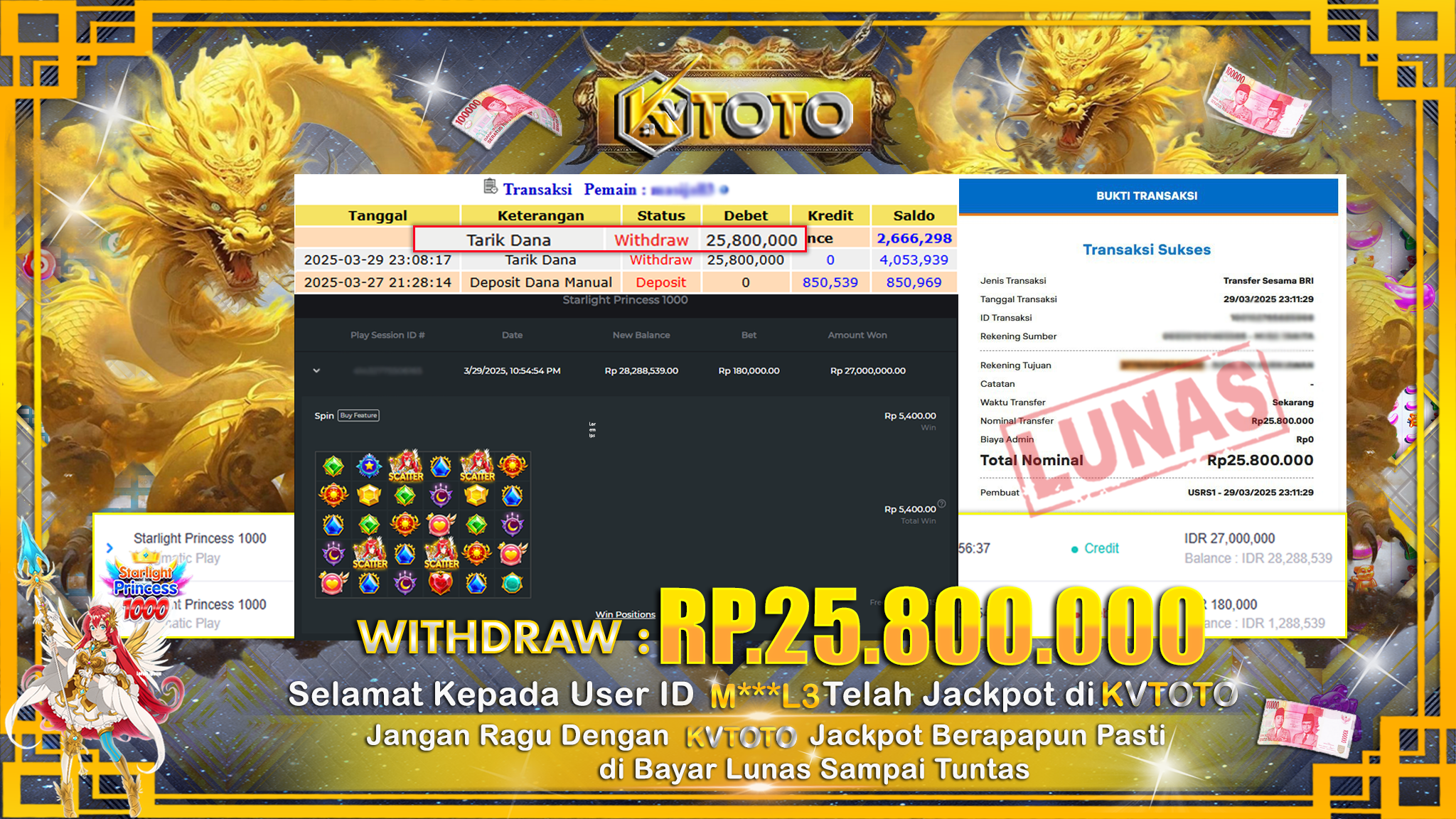 ✨ JACKPOT Di SLOT STARLIGHT PRINCESS 1000  ✨