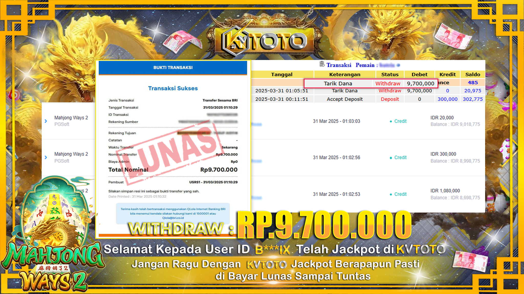 ✨ JACKPOT Di SLOT MAHJONG WAYS 2  ✨