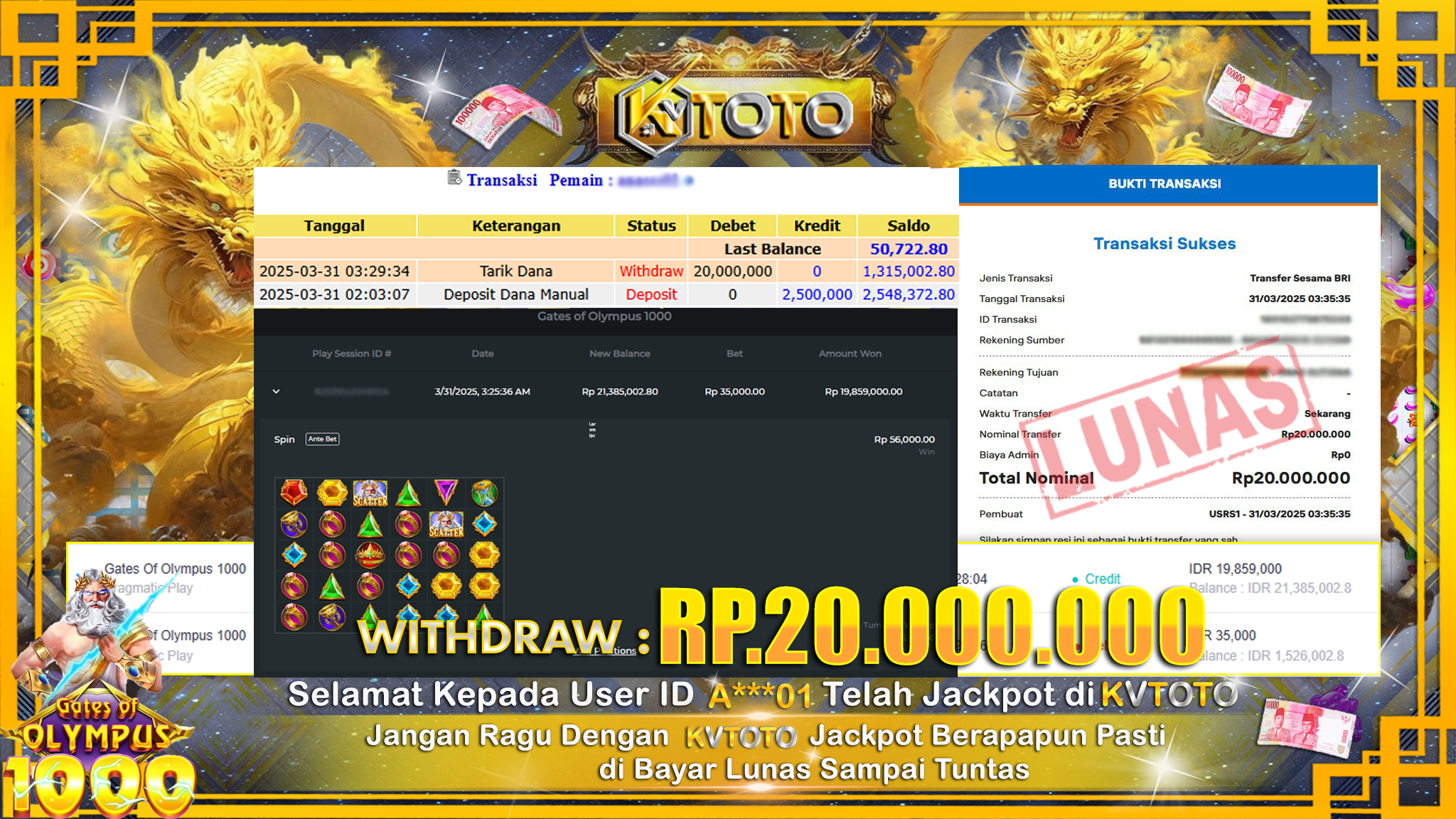 ✨ JACKPOT Di SLOT GATES OF OLYMPUS 1000 ✨