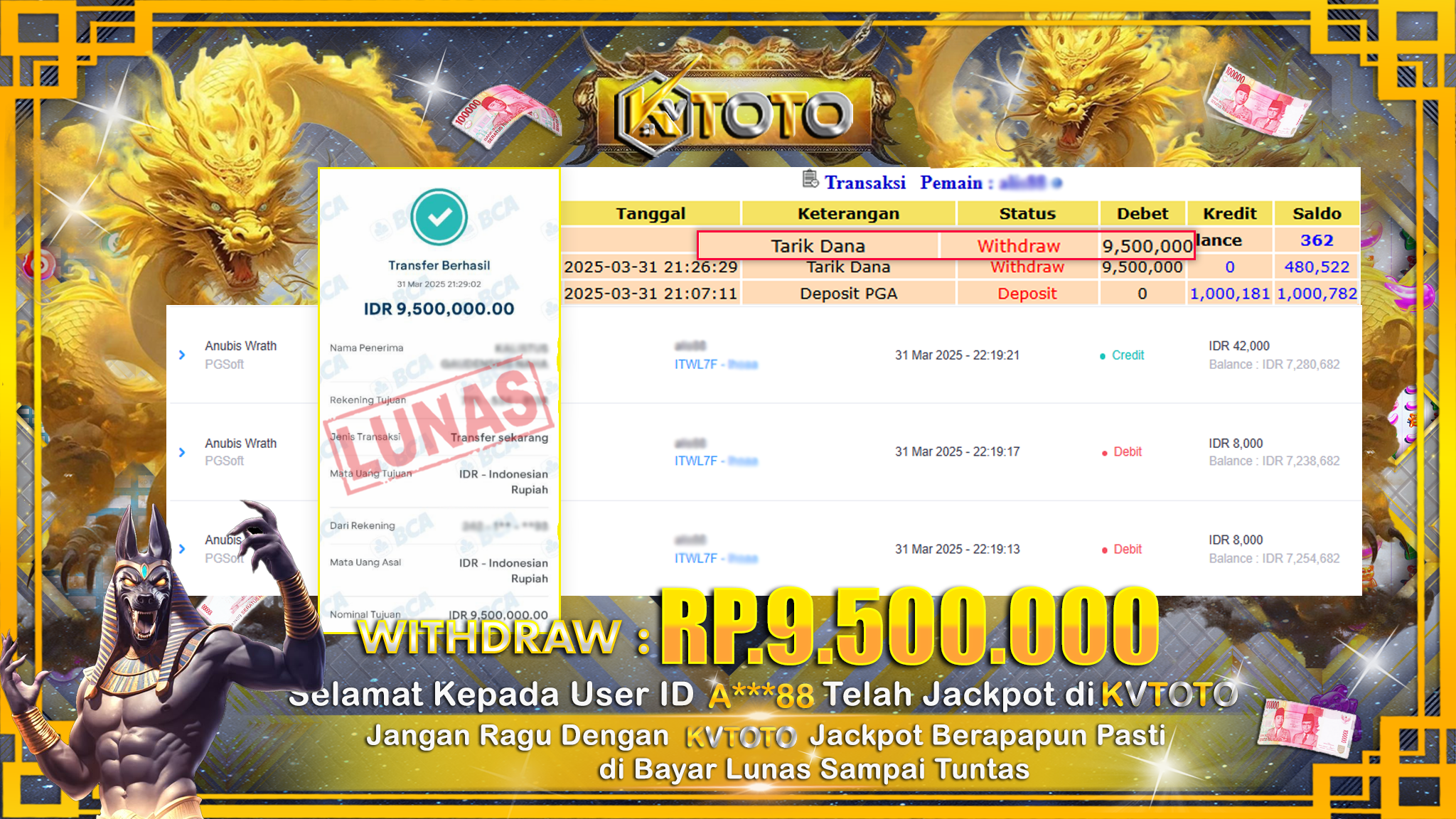 ✨ JACKPOT Di SLOT ANUBIS WRATH  ✨