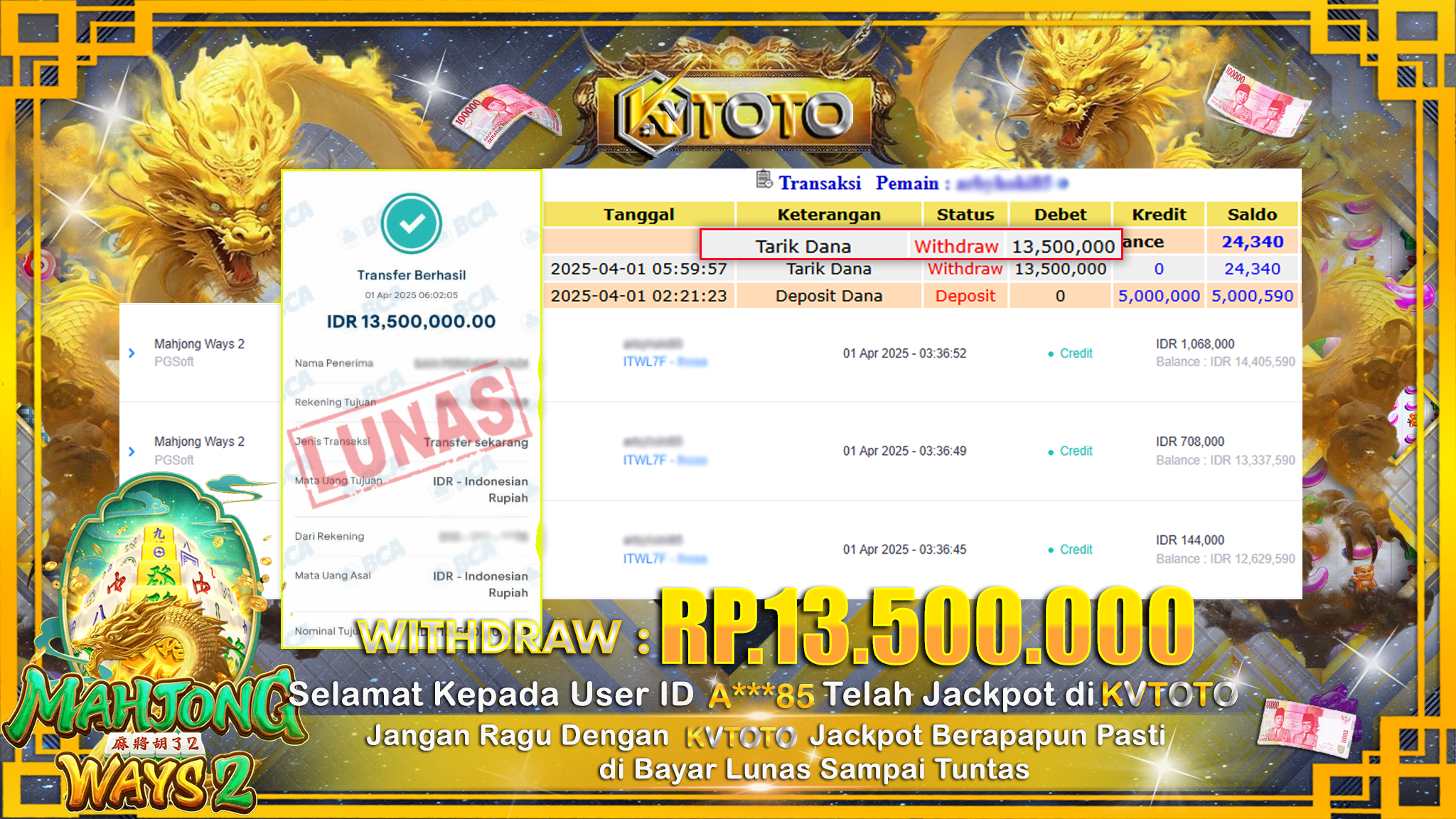 ✨ JACKPOT Di SLOT MAHJONG WAYS 2✨