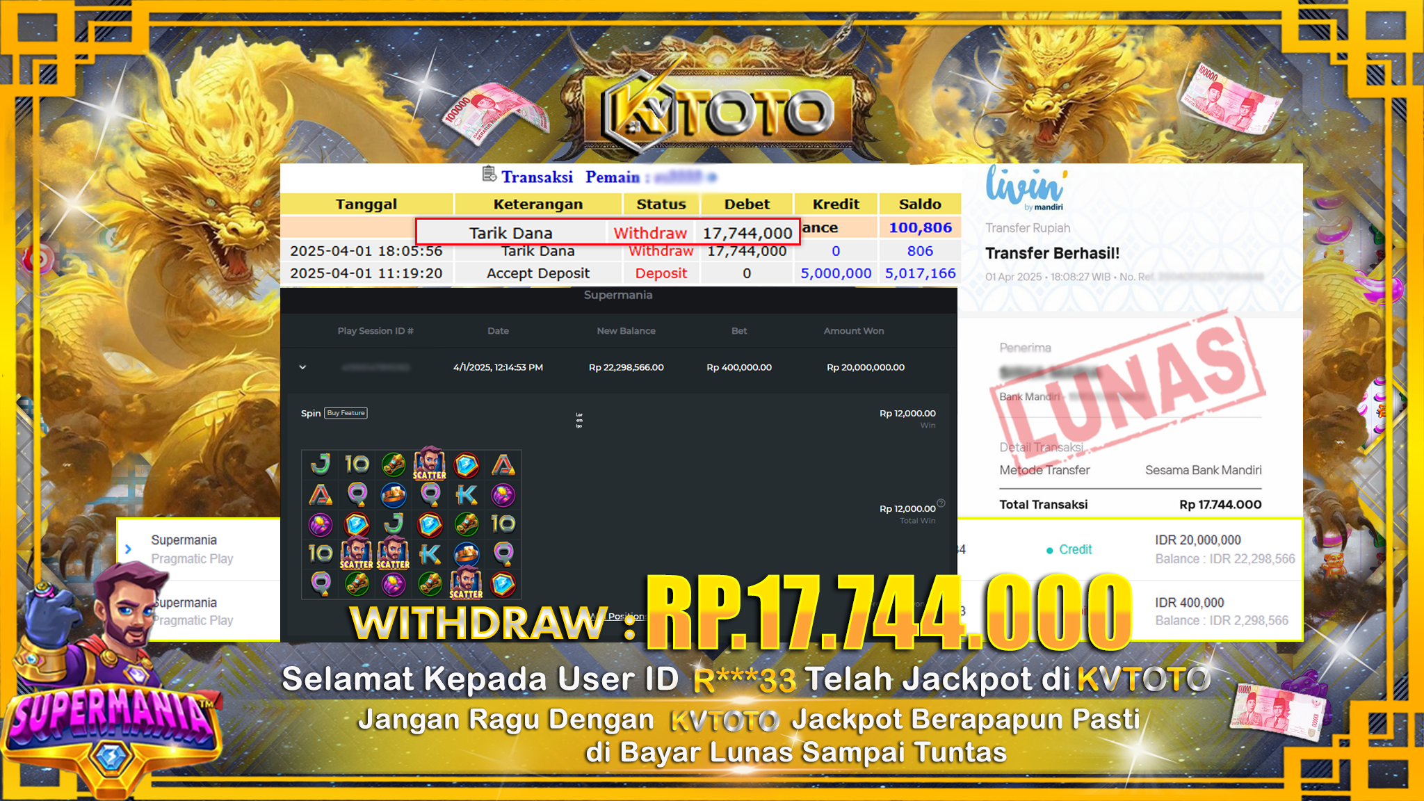 ✨ JACKPOT Di SLOT SUPERMANIA ✨