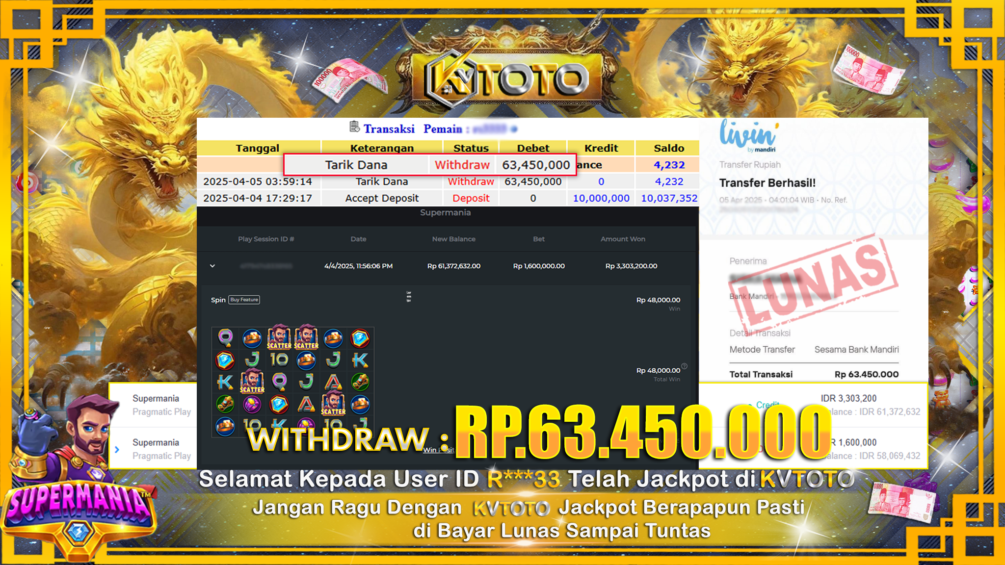 ✨ JACKPOT Di SLOT SUPERMANIA ✨