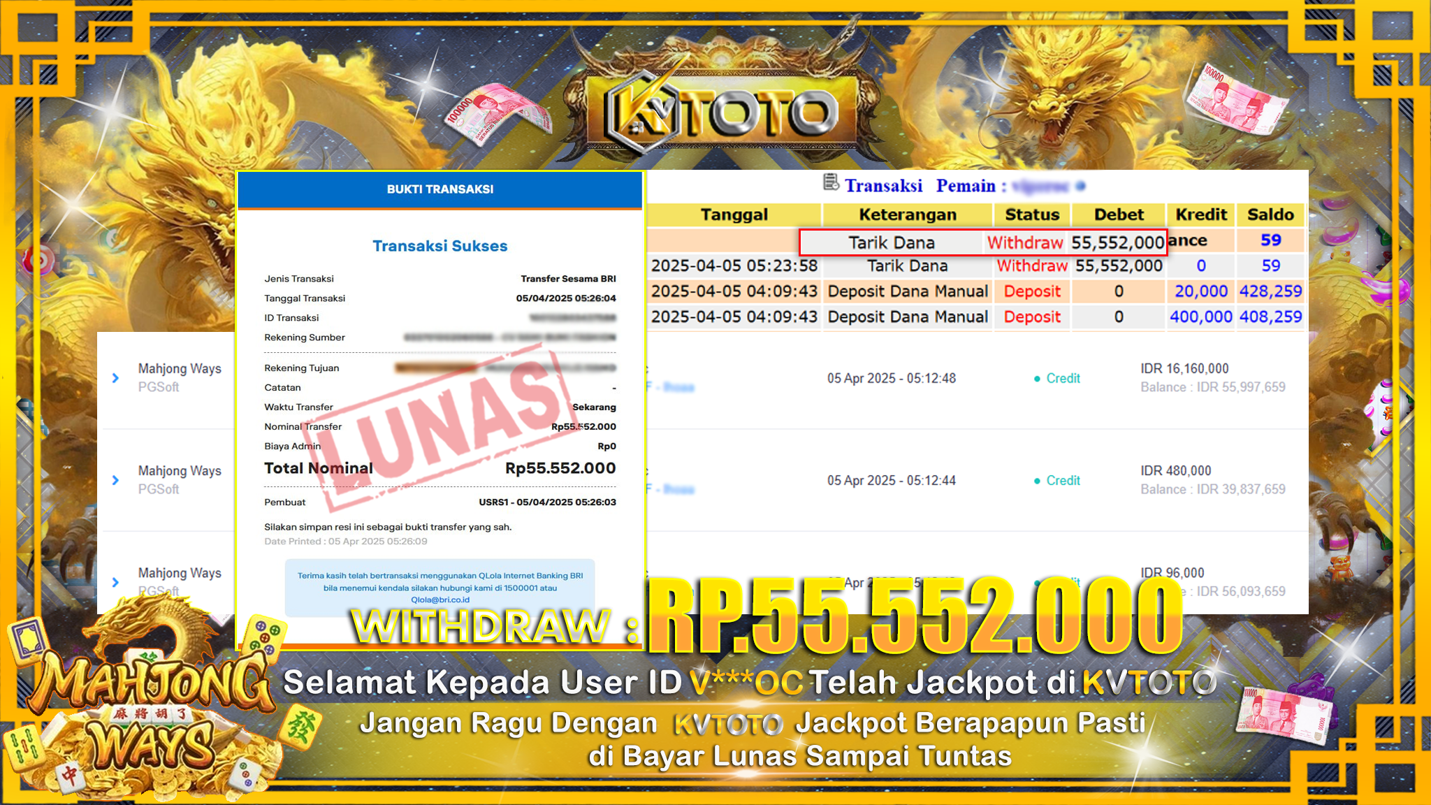 ✨ JACKPOT Di SLOT MAHJONG WAYS  ✨