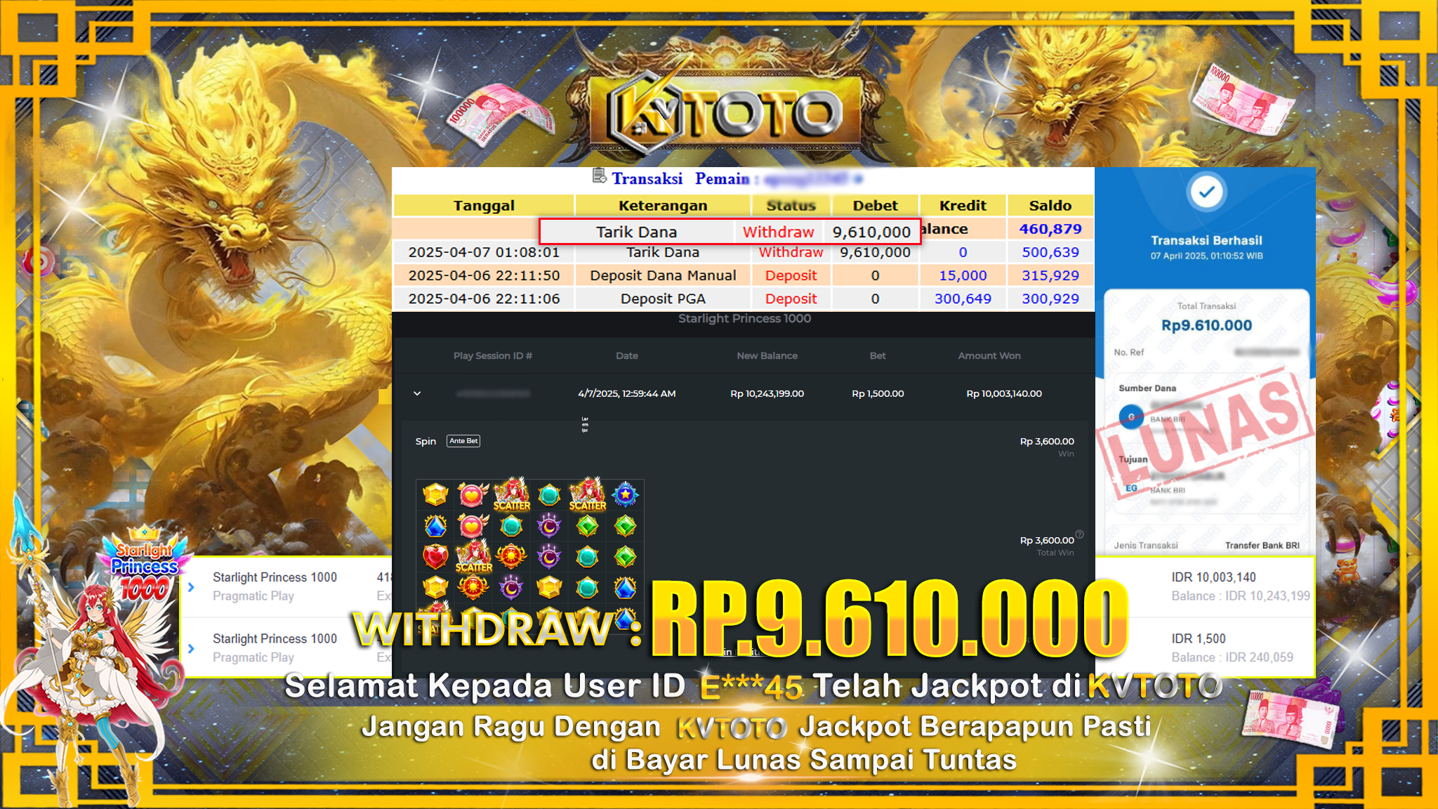 ✨ JACKPOT Di SLOT STARLIGHT PRINCESS 1000  ✨