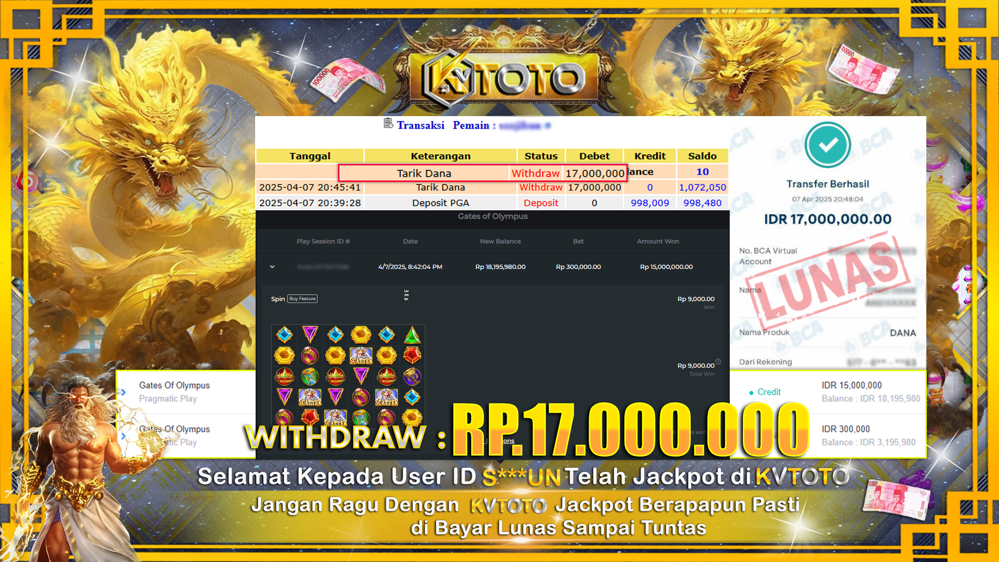 ✨ JACKPOT Di SLOT GATES OF OLYMPUS ✨