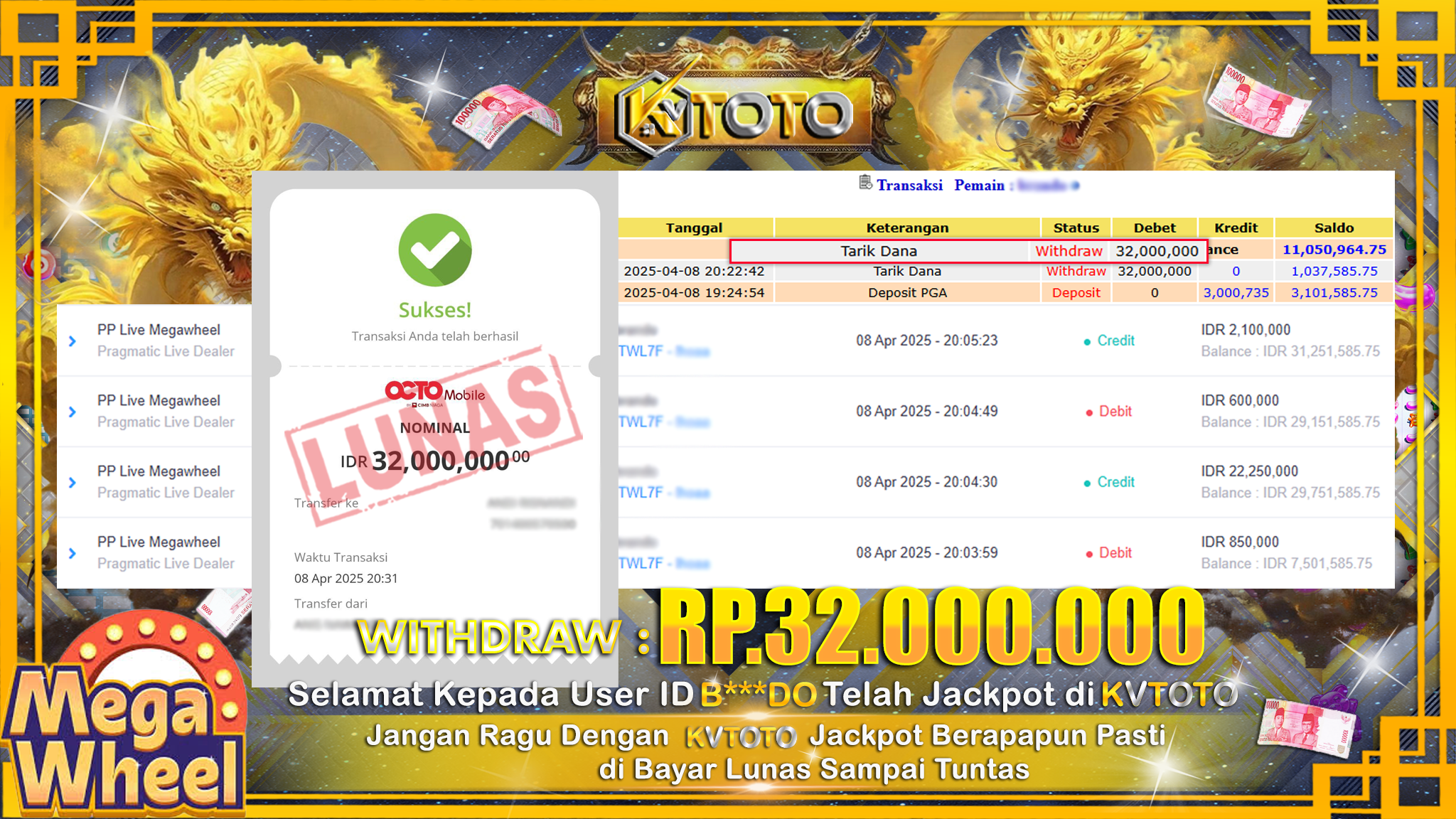 ✨ JACKPOT Di SLOT MEGA WHEEL  ✨